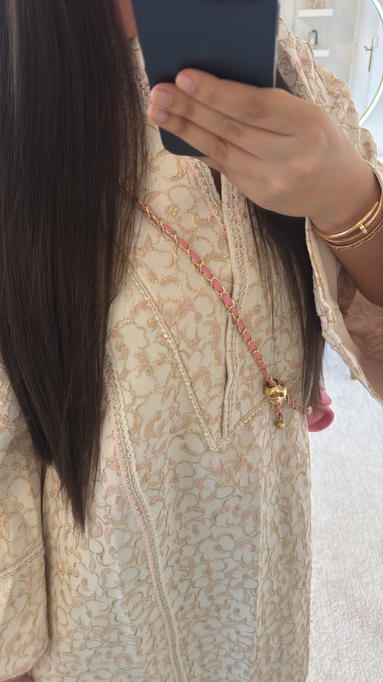 Robe gandoura rose clair