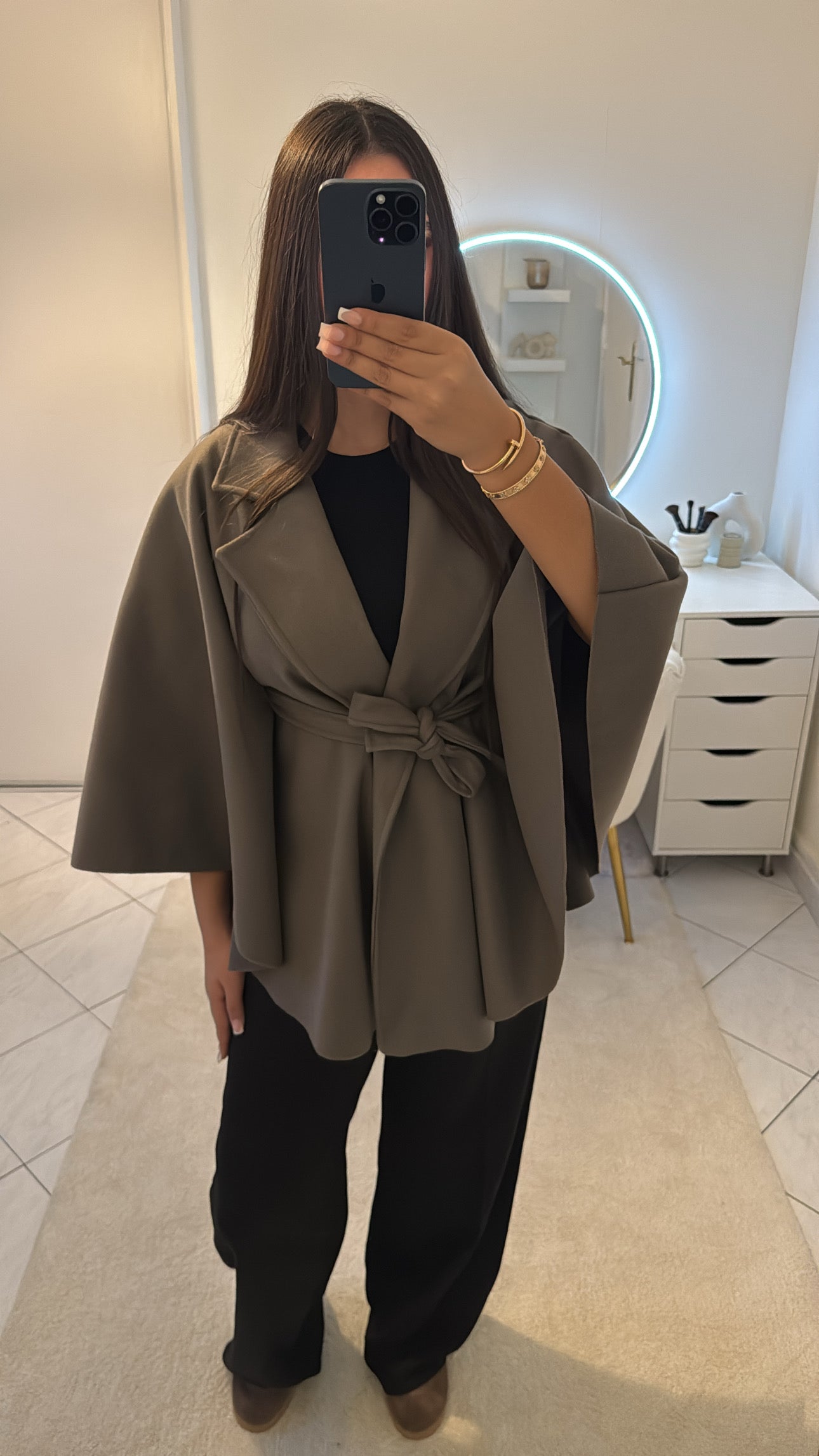 Cape cintré taupe