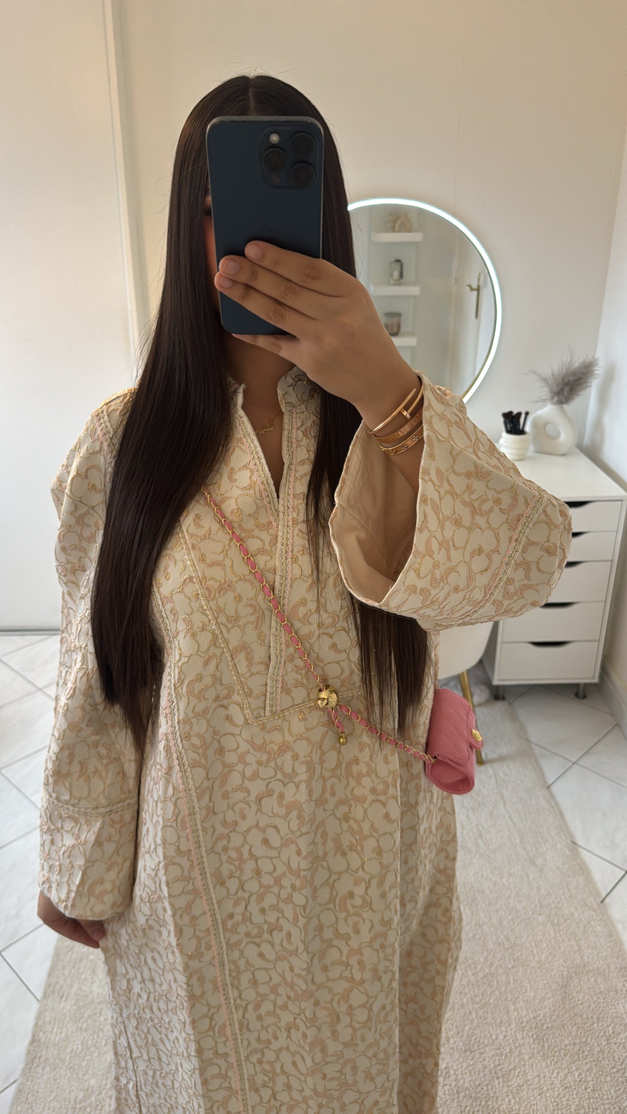 Robe gandoura rose clair