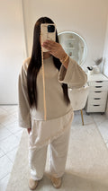 Haut à dentelle beige