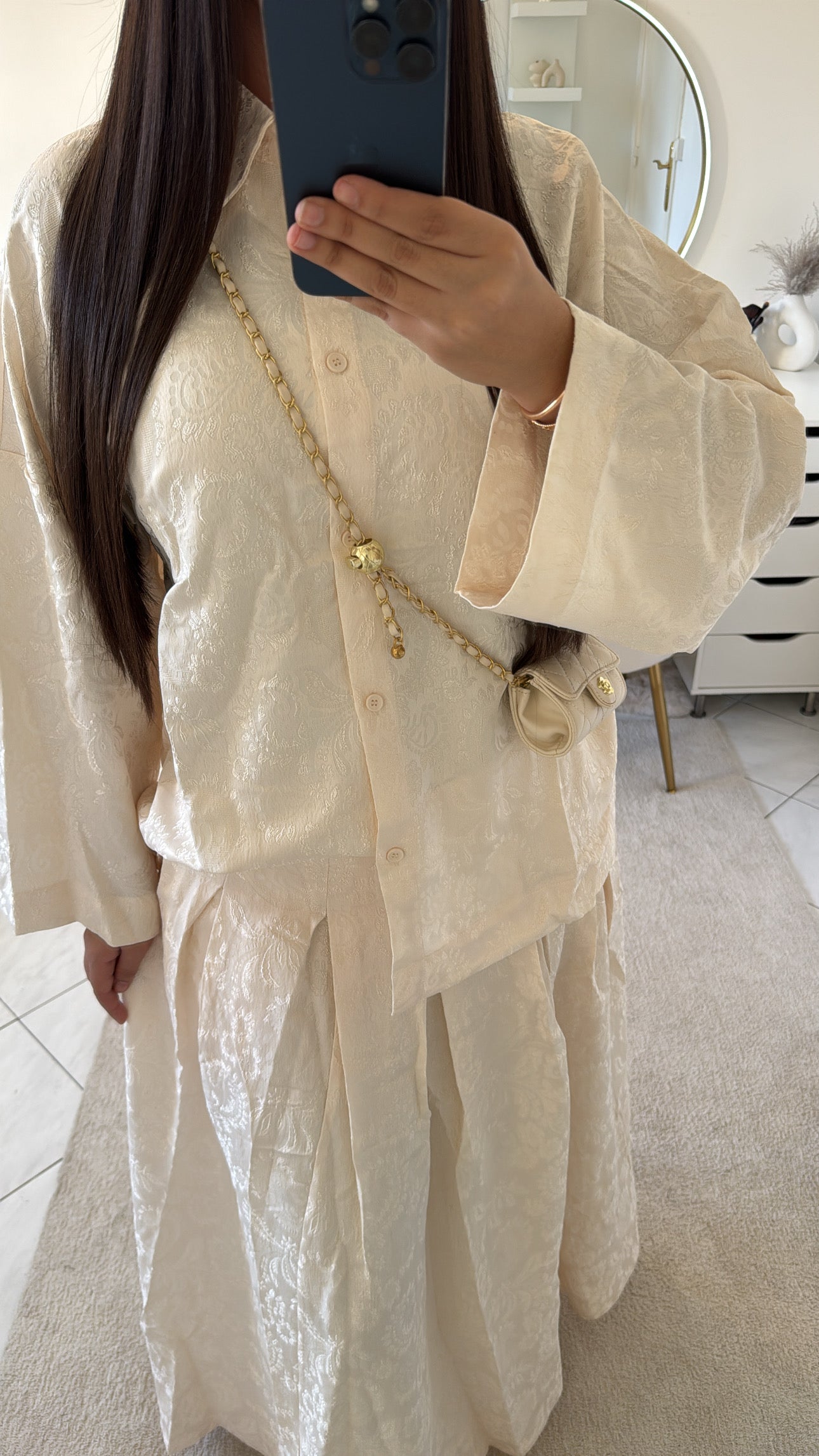 Ensemble melya beige (chemise+jupe)