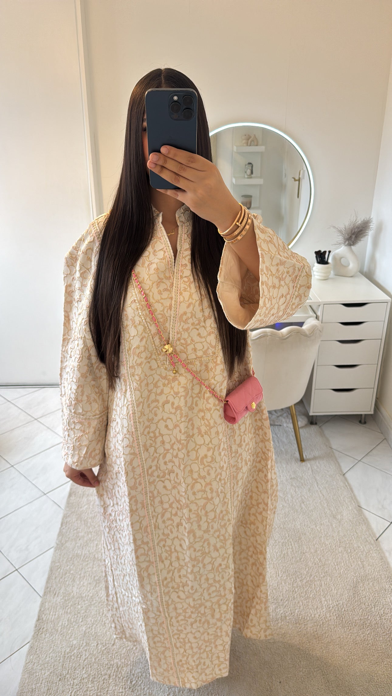 Robe gandoura rose clair