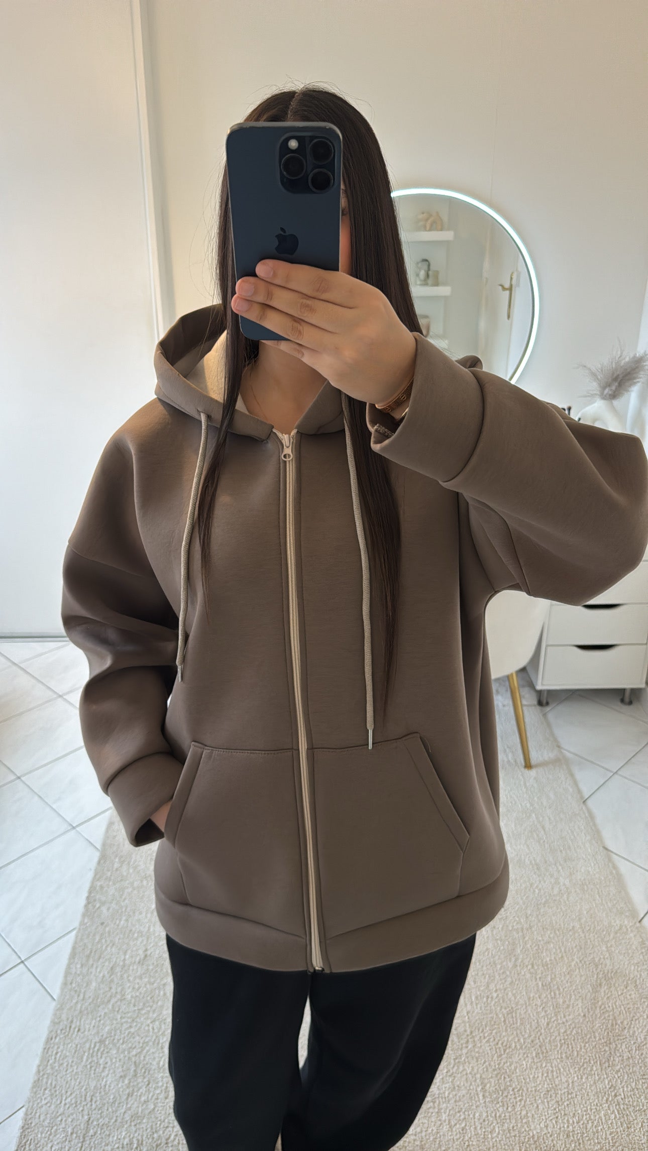 Gilet à capuche taupe