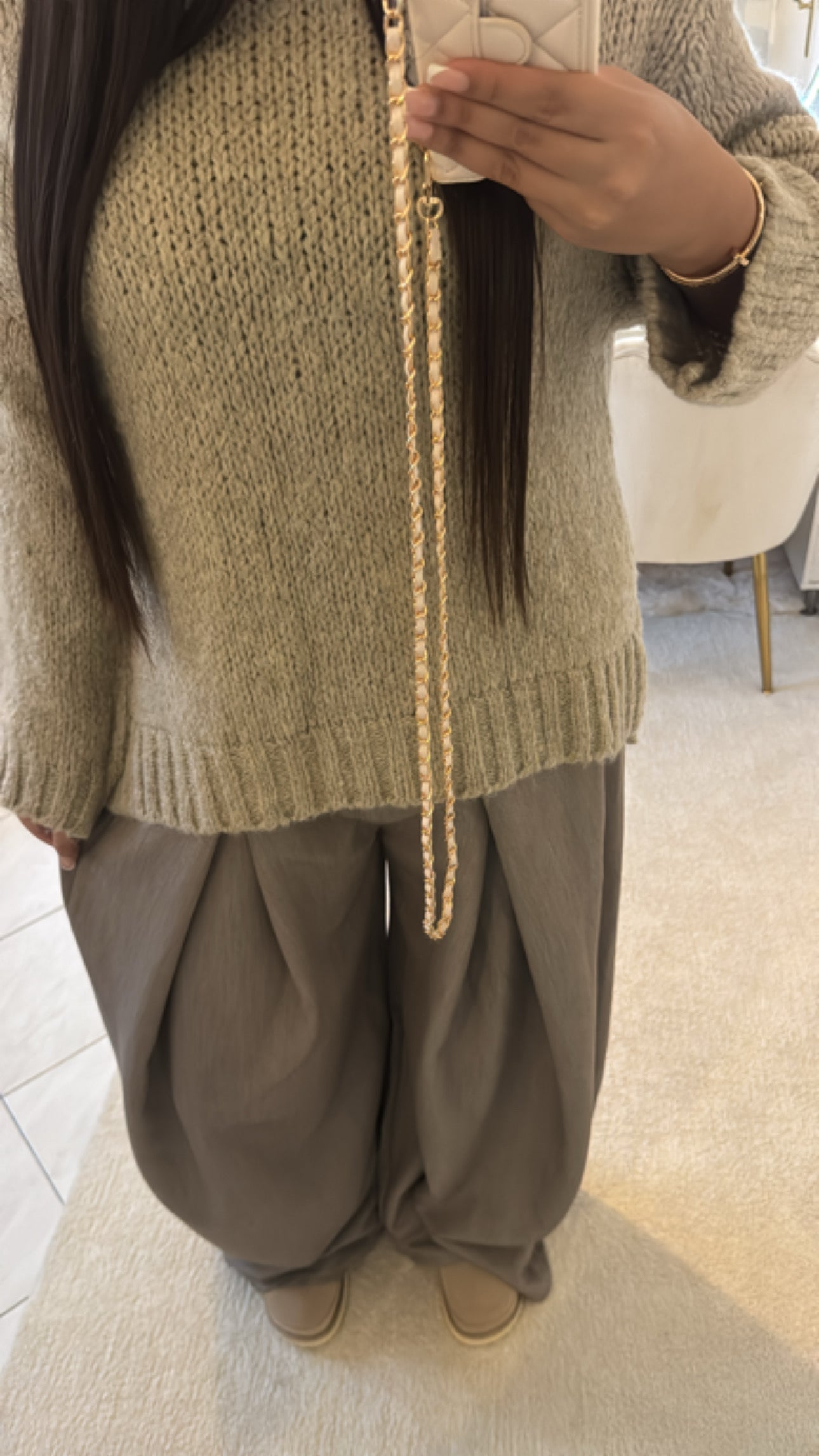 Pantalon large taupe