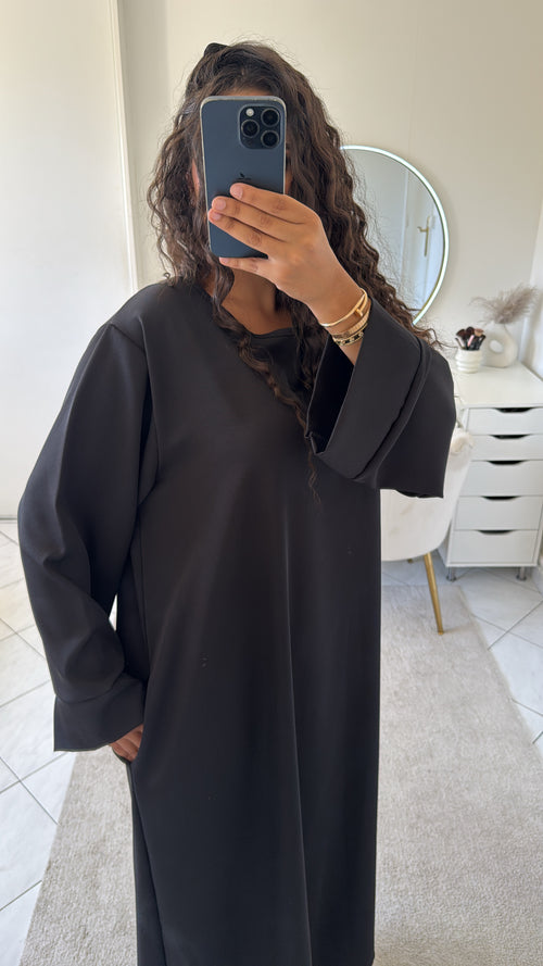 Abaya à poche noir