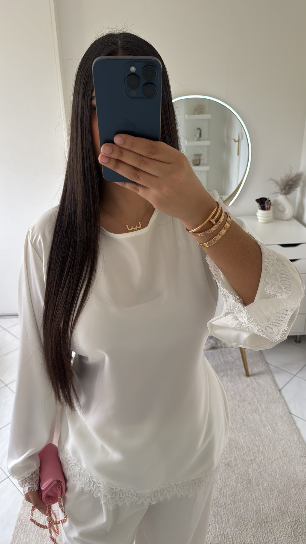 Haut à dentelle blanc