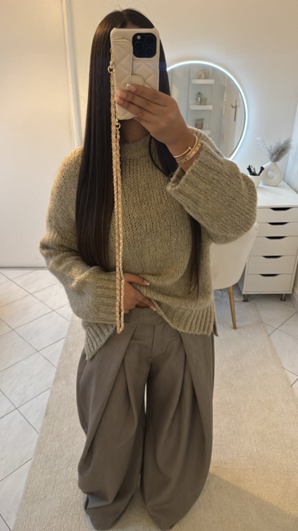 Pantalon large taupe