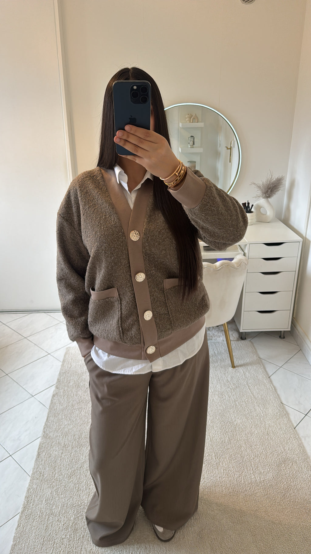 Pantalon à pince fluide taupe