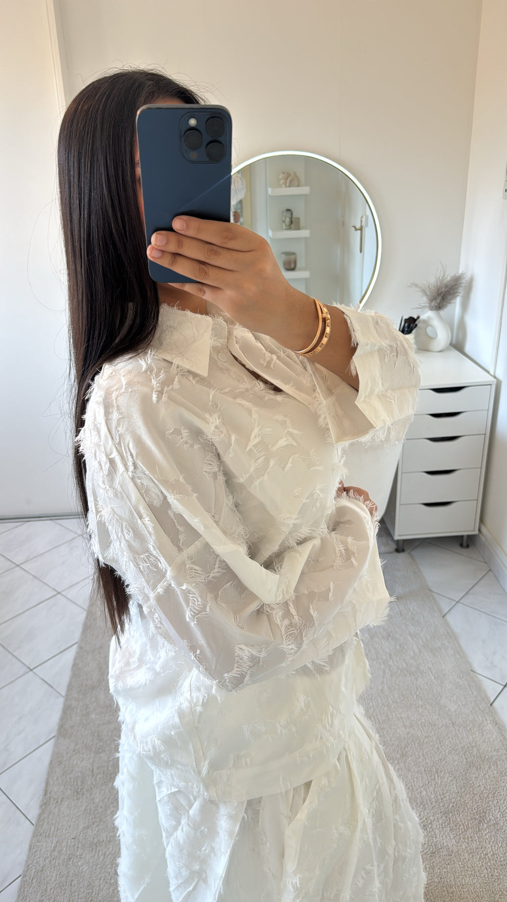 Ensemble lana blanc (chemise+jupe)