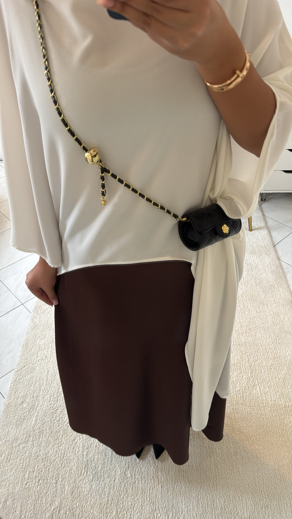 Jupe en satin marron