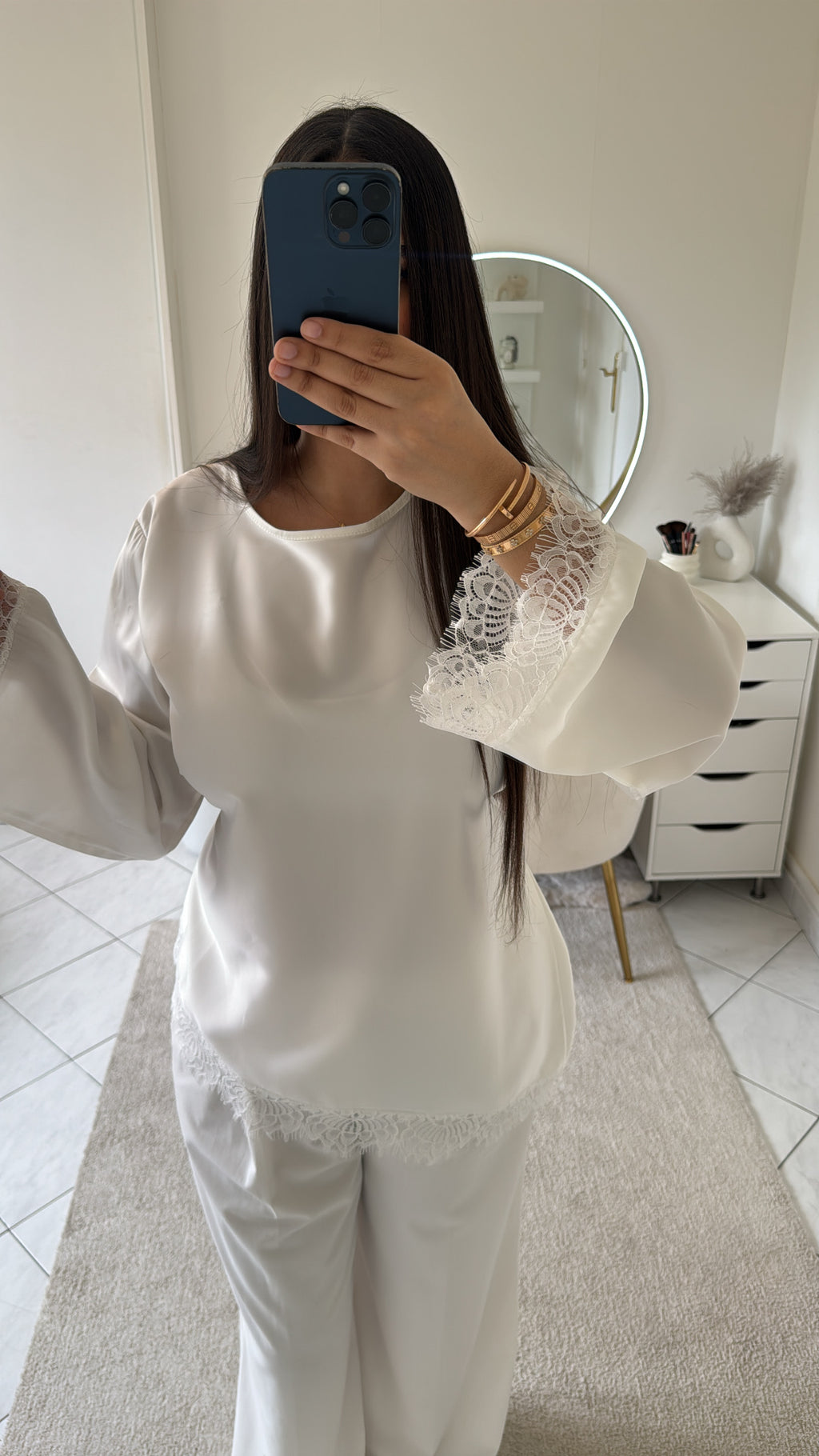 Haut à dentelle blanc