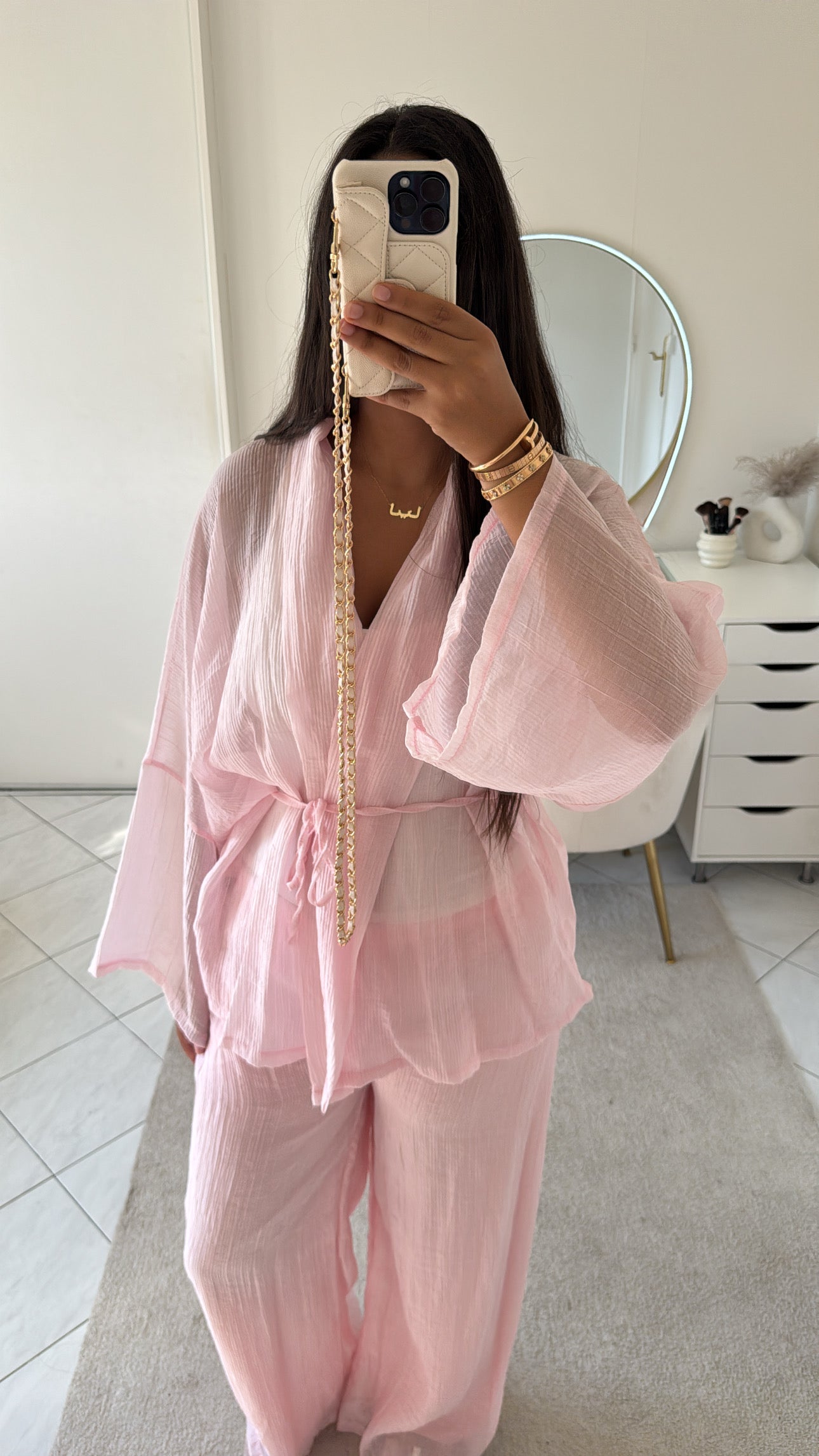 Ensemble pantalon et veste rose bb