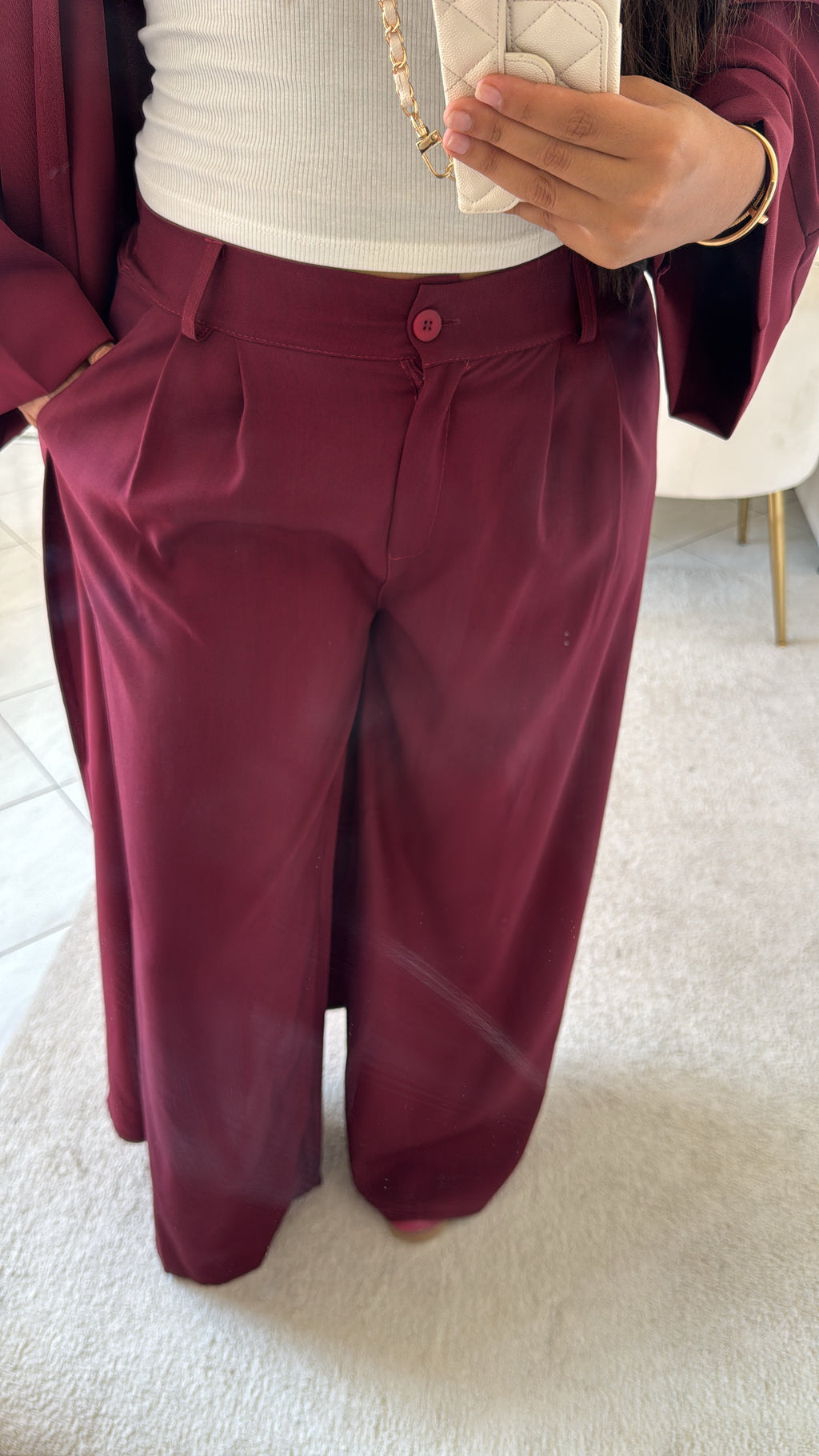 Pantalon à pince fluide bordeaux