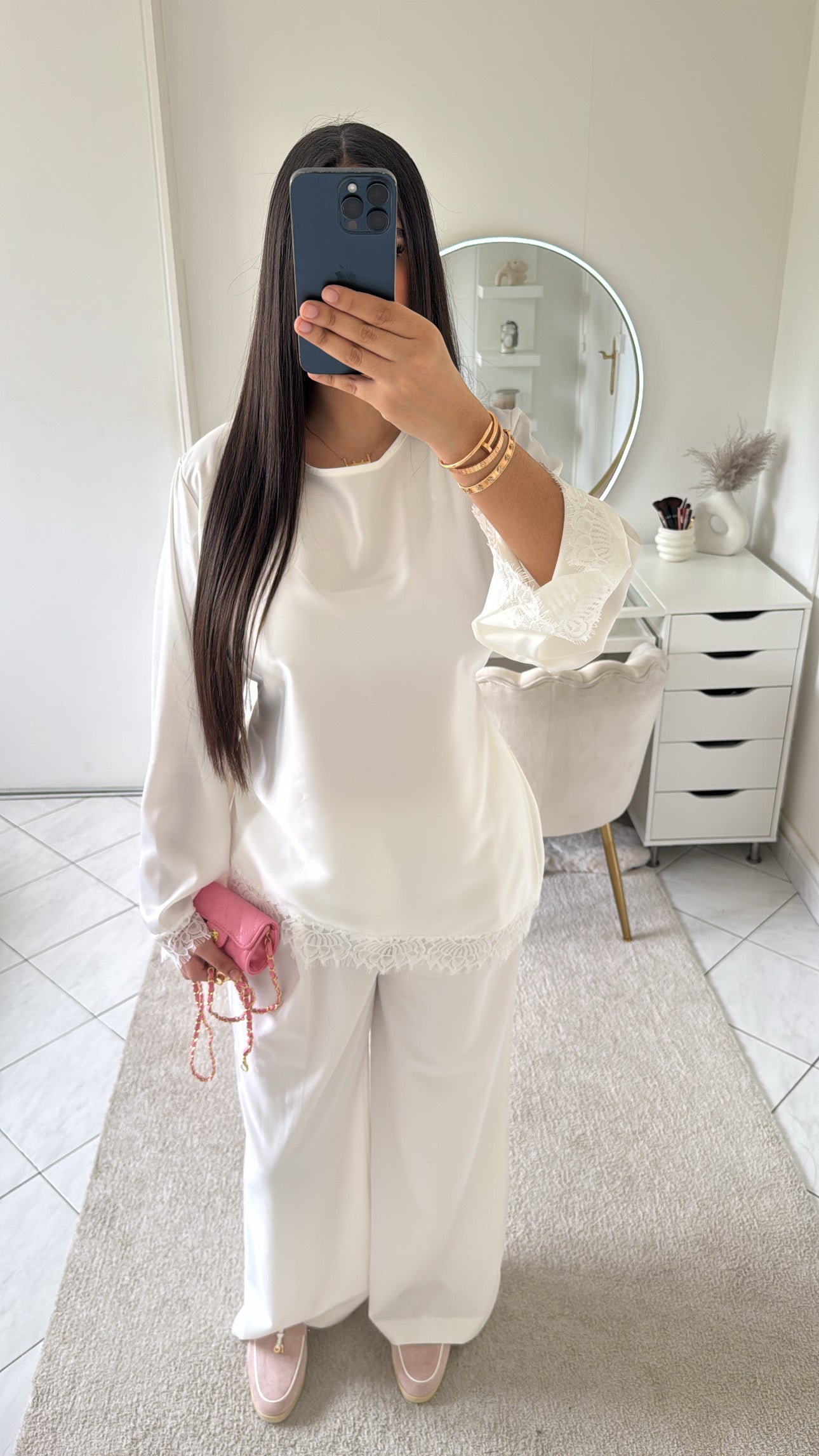 Haut à dentelle blanc
