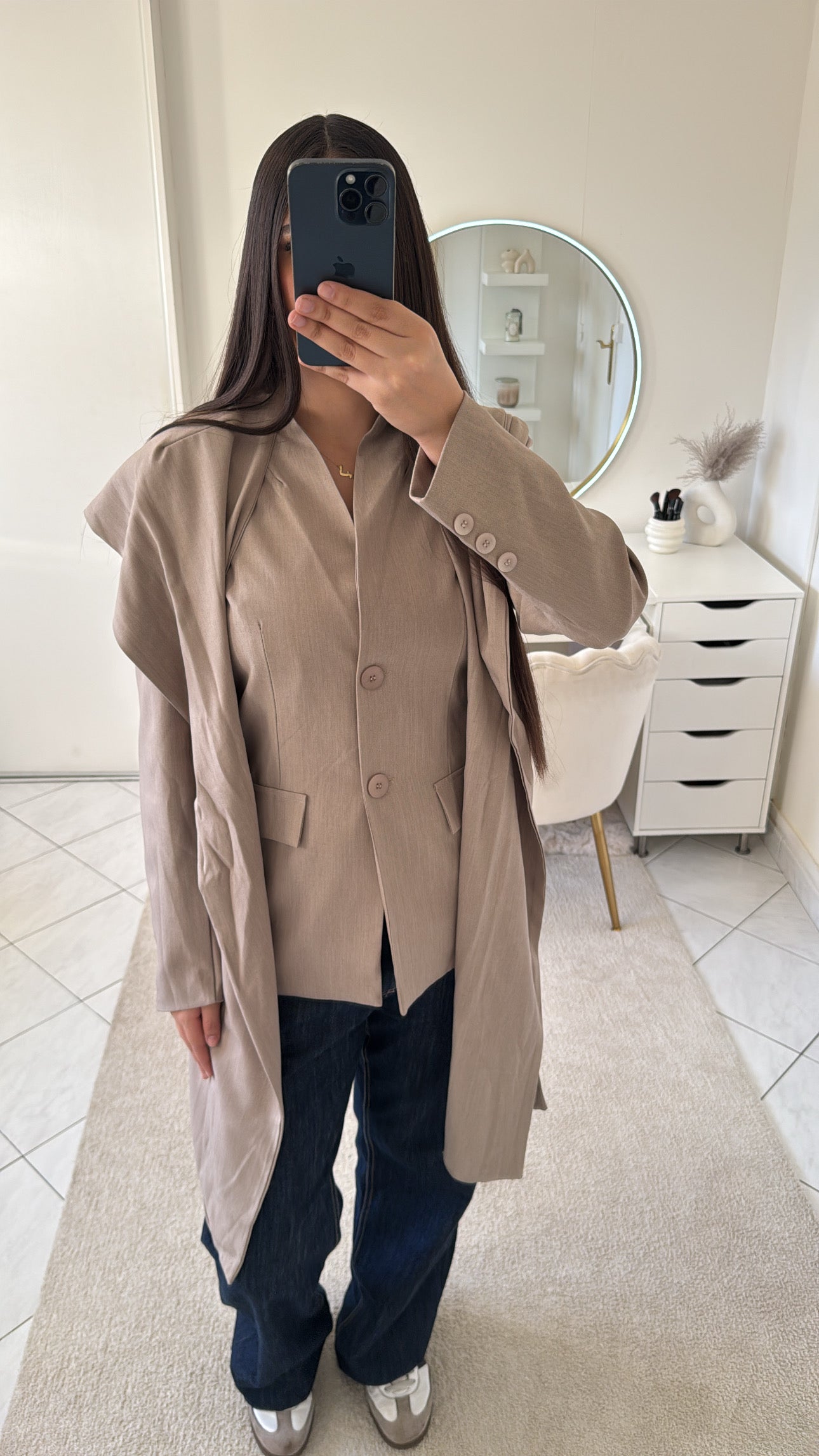 Blazer à écharpe taupe