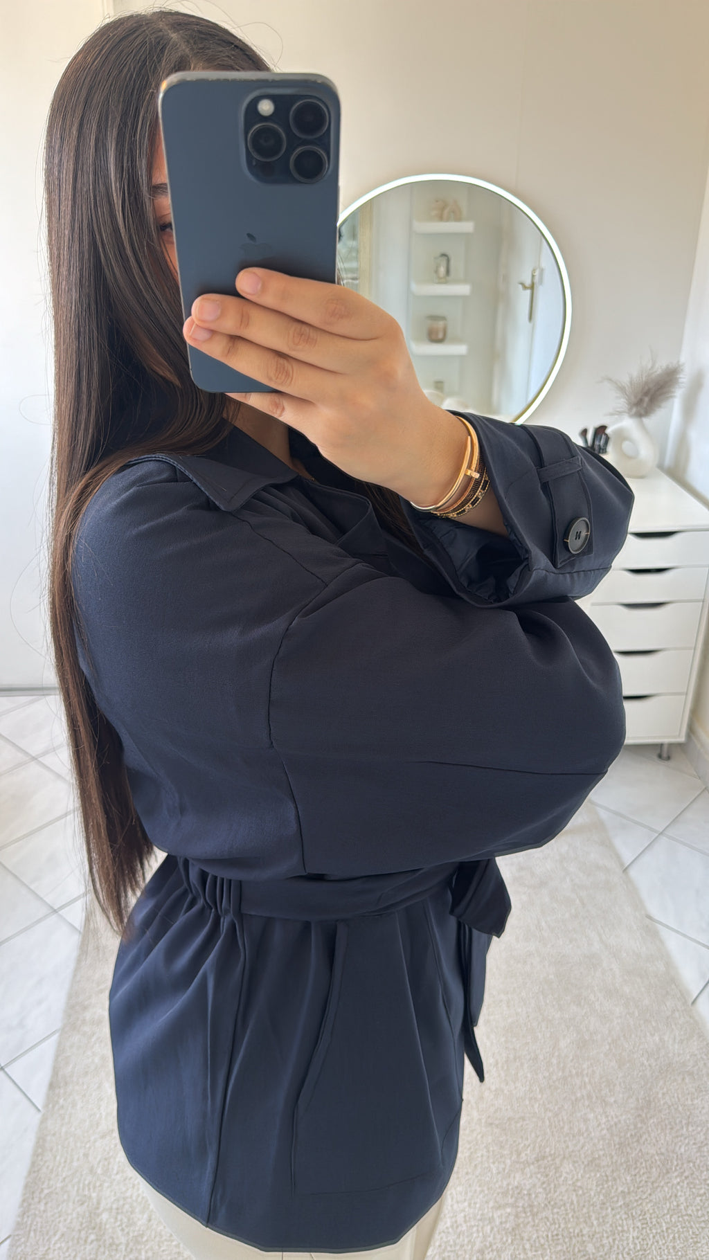 Trench court bleu marine