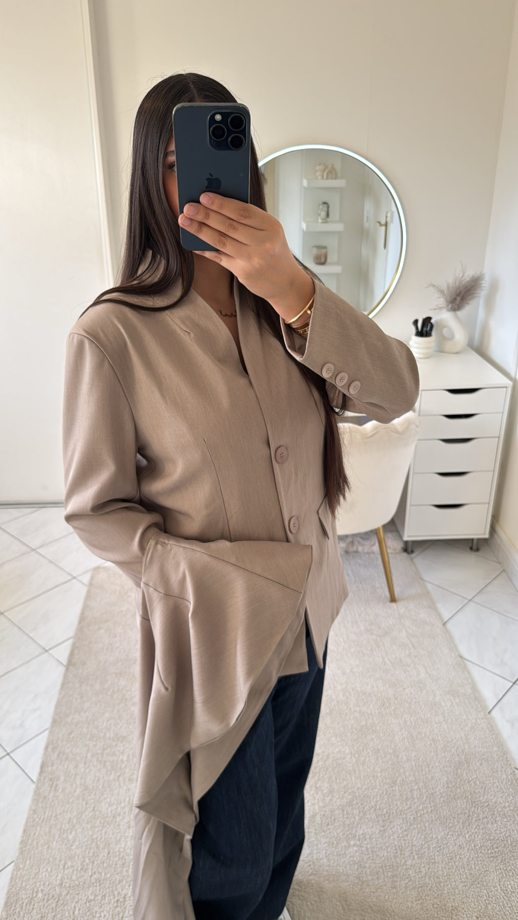 Blazer à écharpe taupe