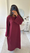 Abaya à poche bordeaux