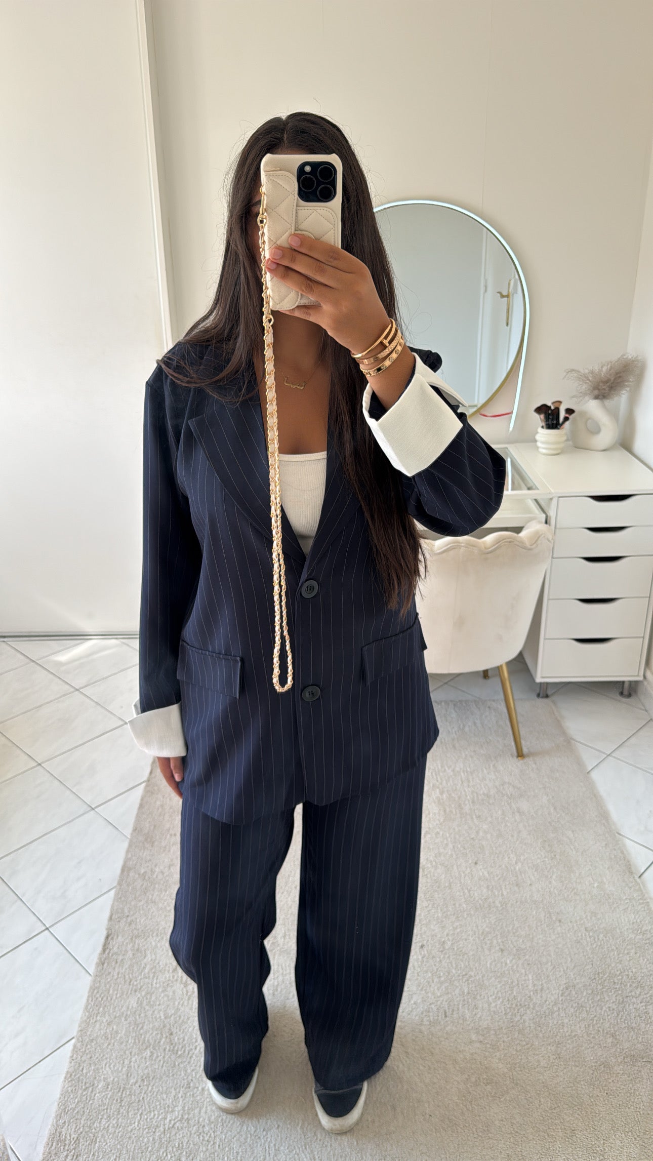 Ensemble à rayure bleu marine