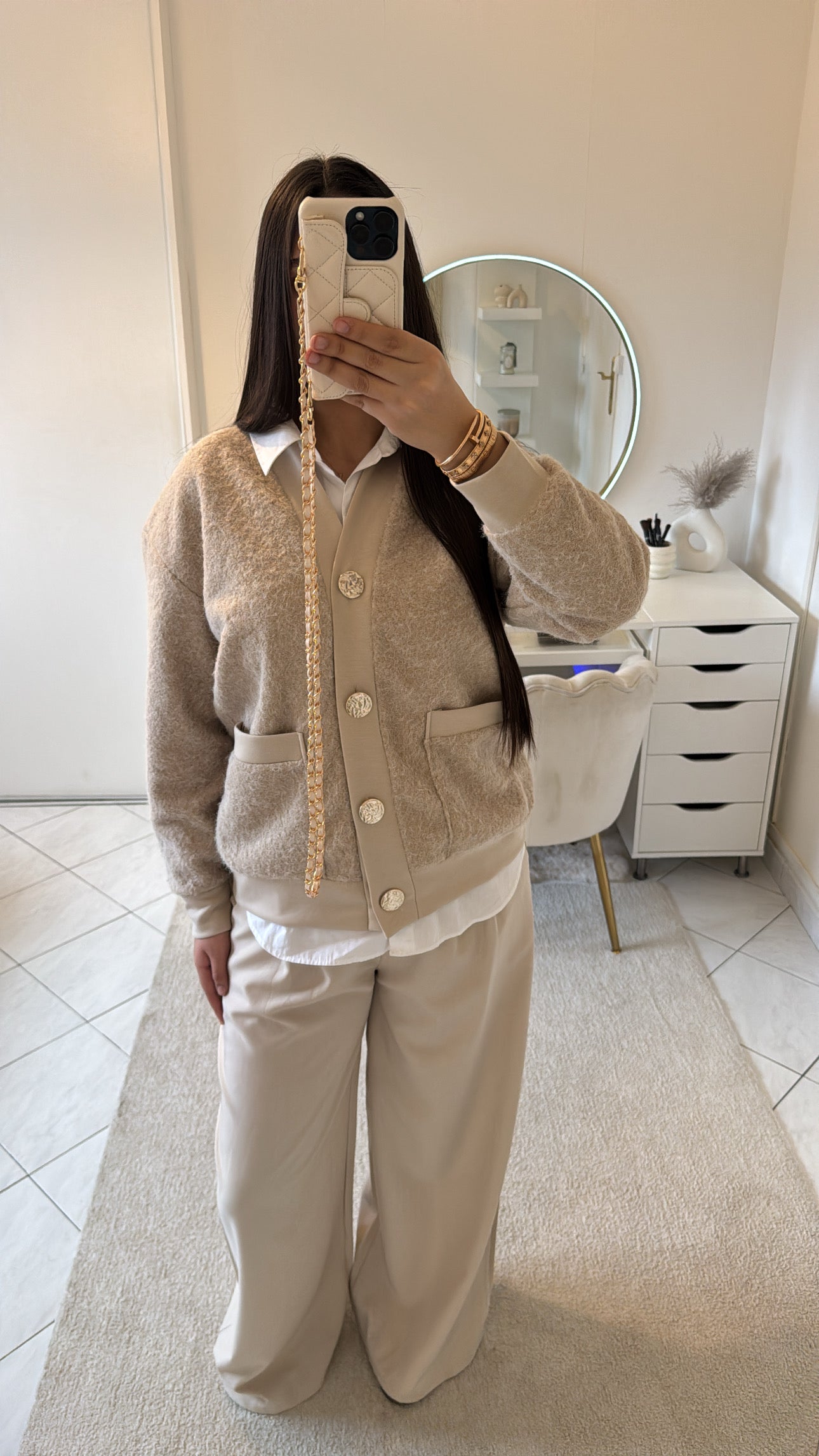 Pantalon à pince fluide beige