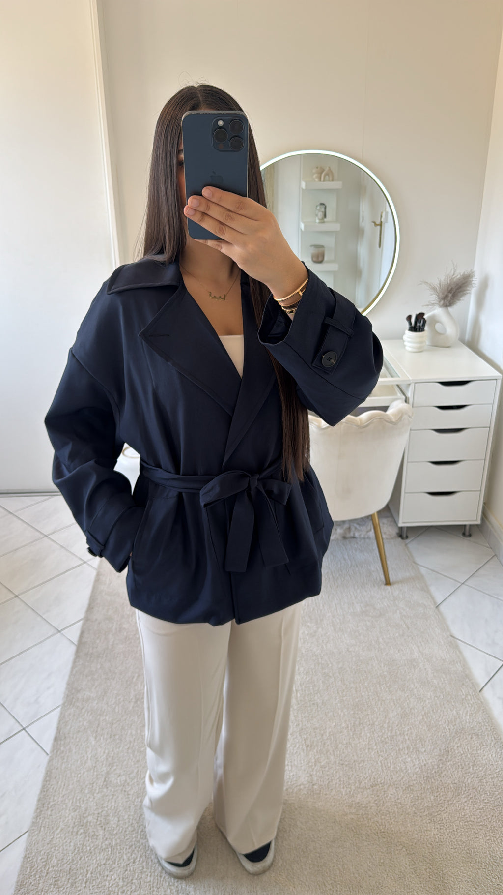 Trench court bleu marine