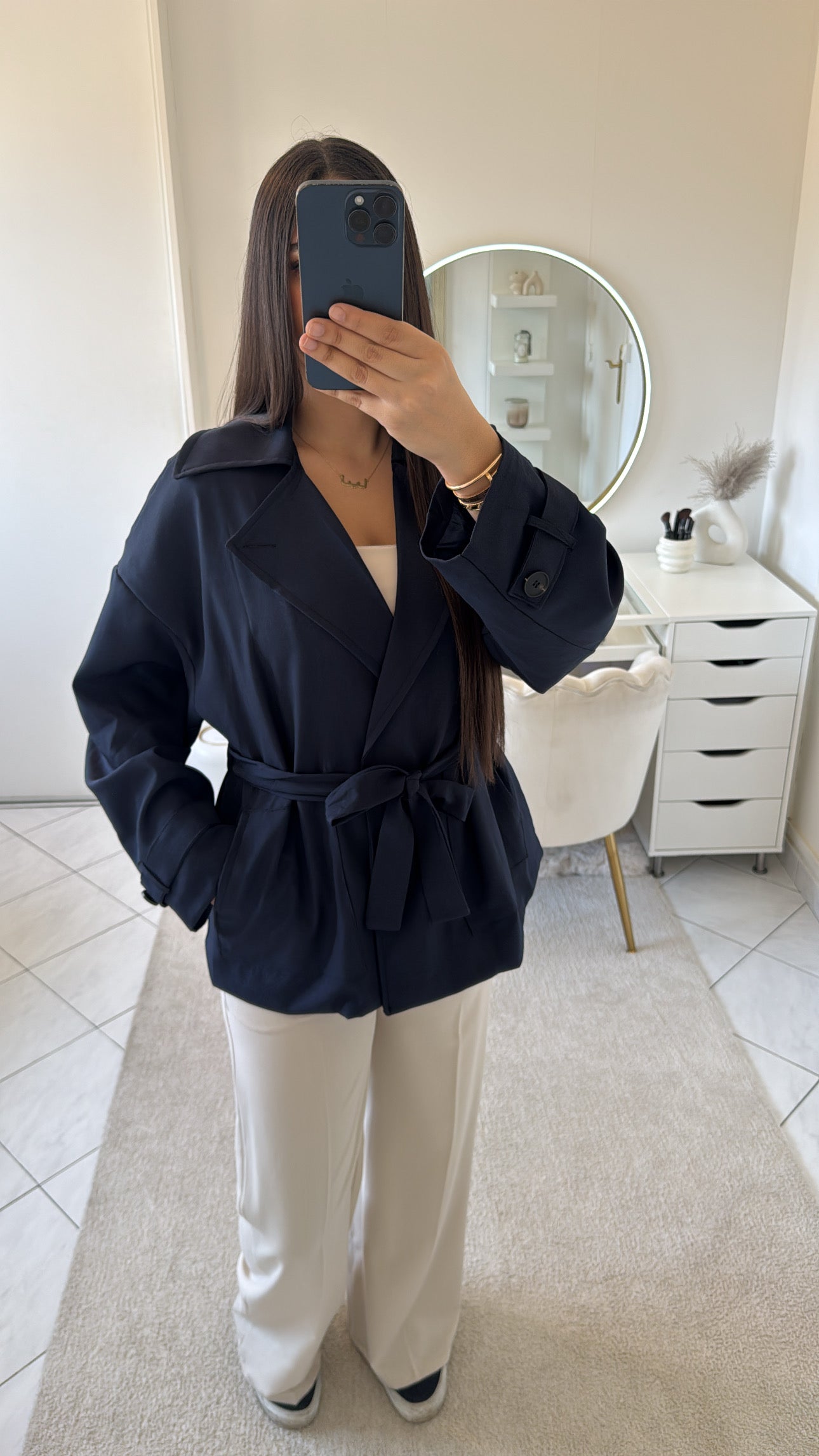 Trench court bleu marine