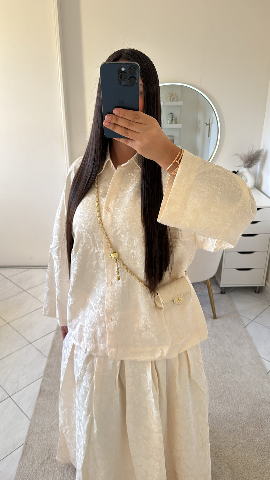 Ensemble melya beige (chemise+jupe)