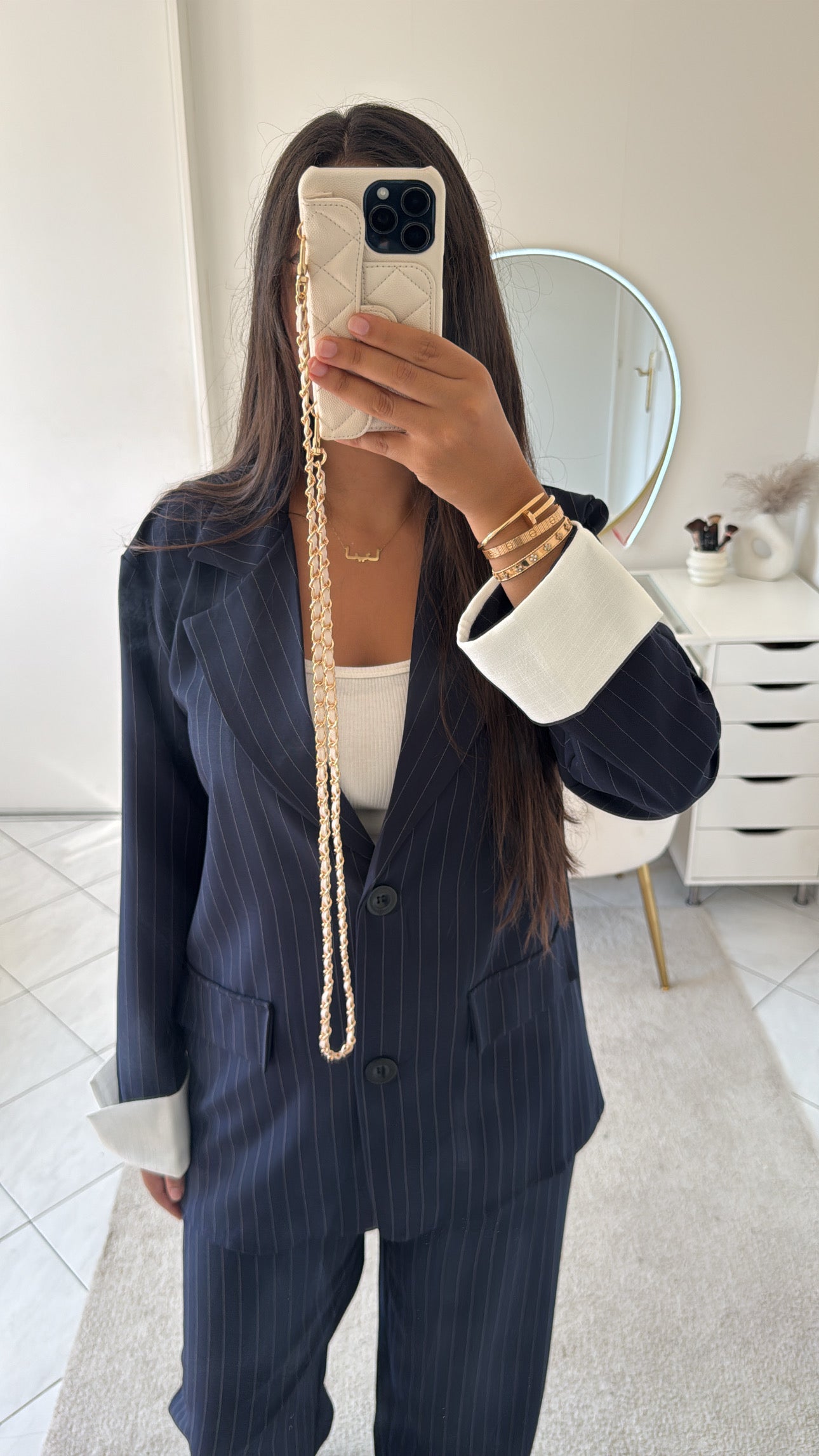 Ensemble à rayure bleu marine