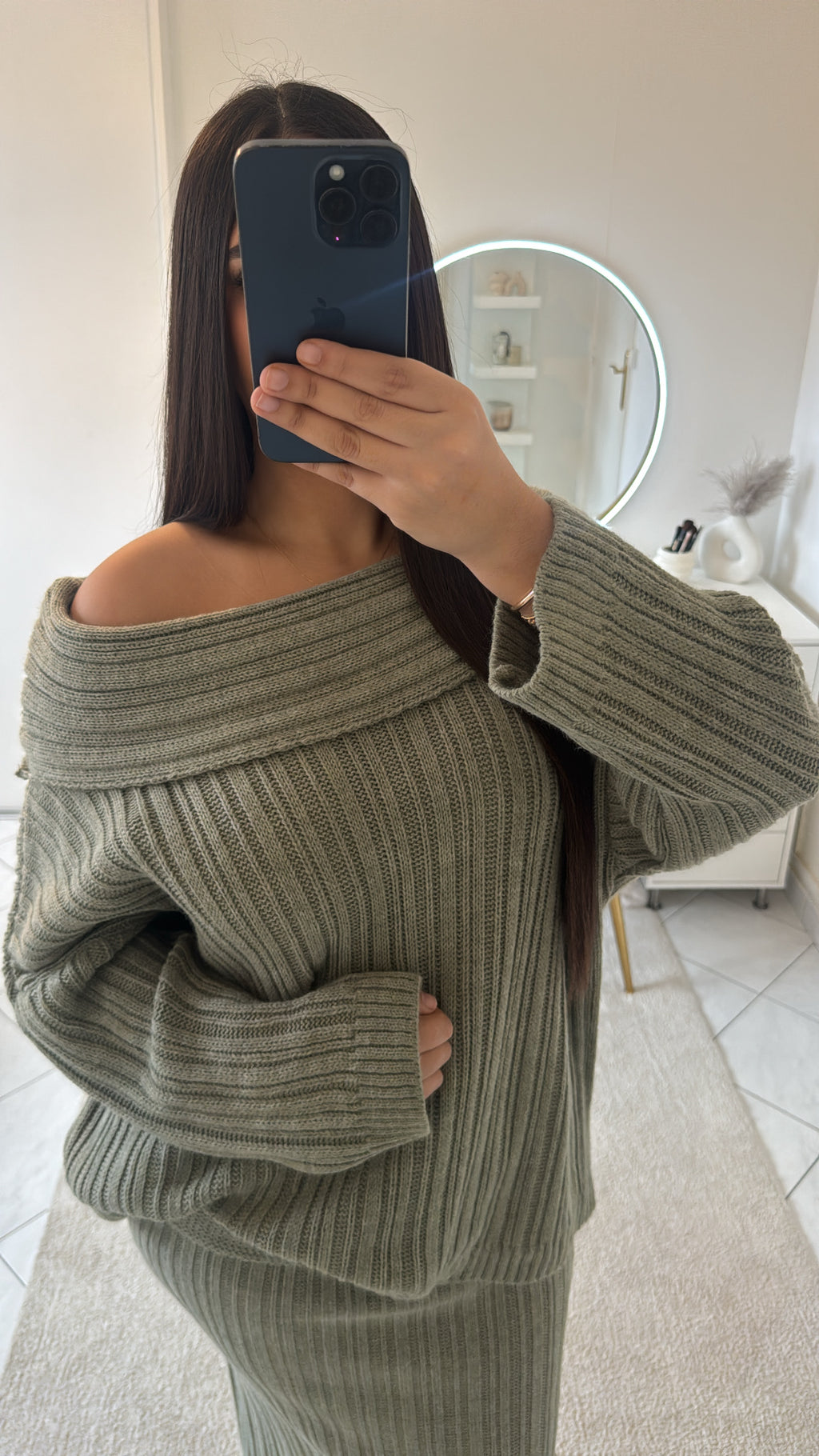 Ensemble haut et jupe vert