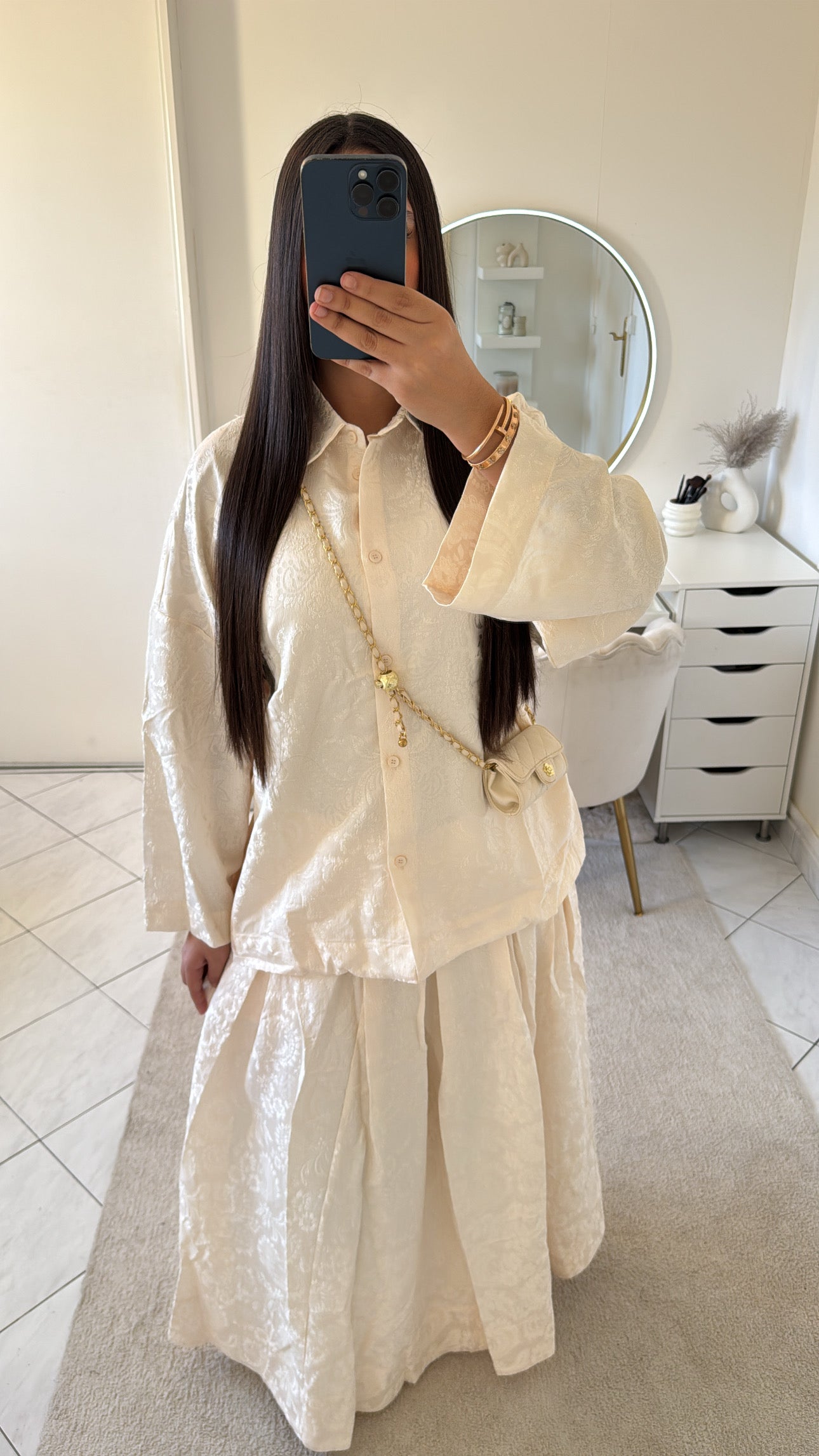 Ensemble melya beige (chemise+jupe)