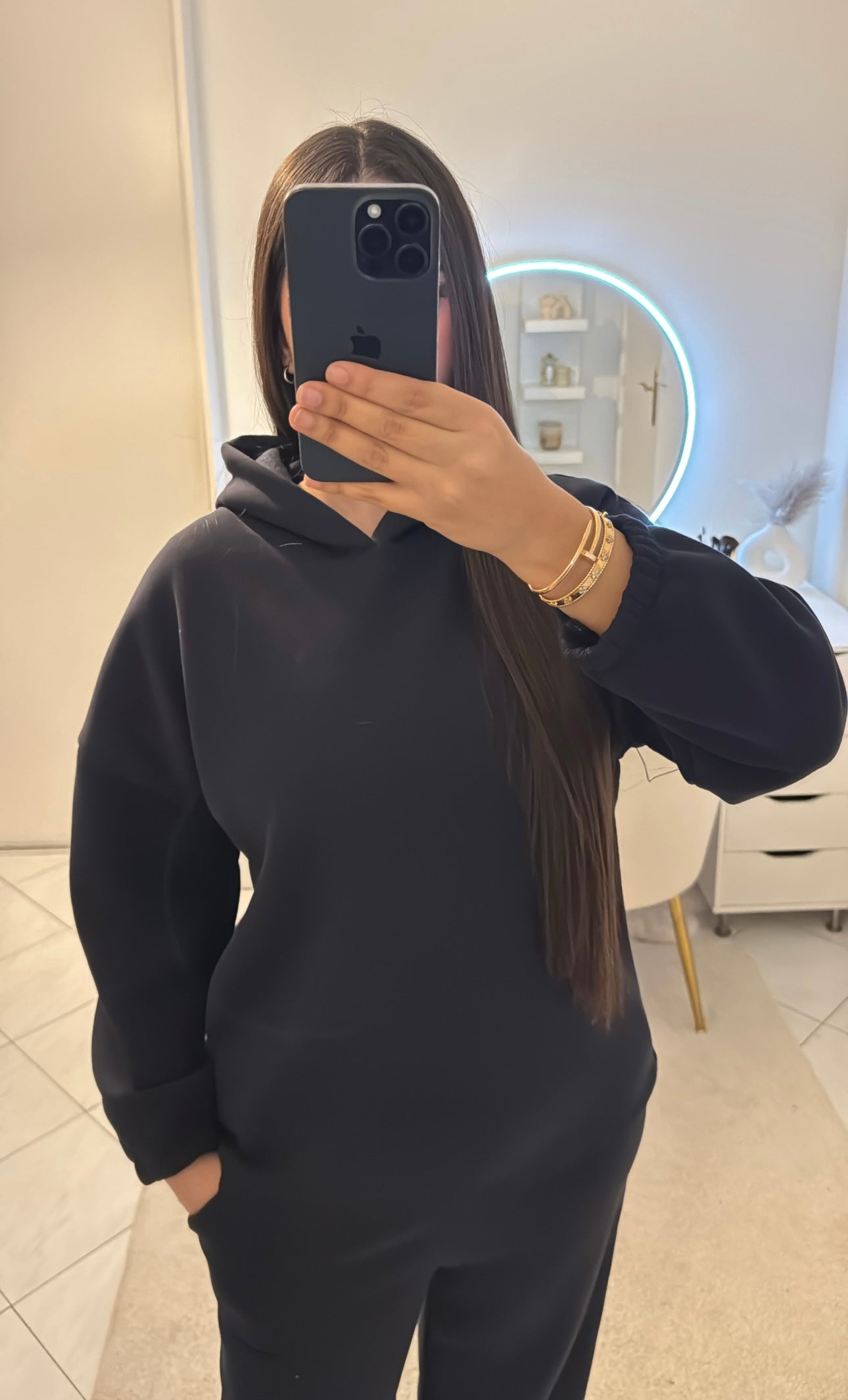 Ensemble jogging et pull à capuche bleu marine