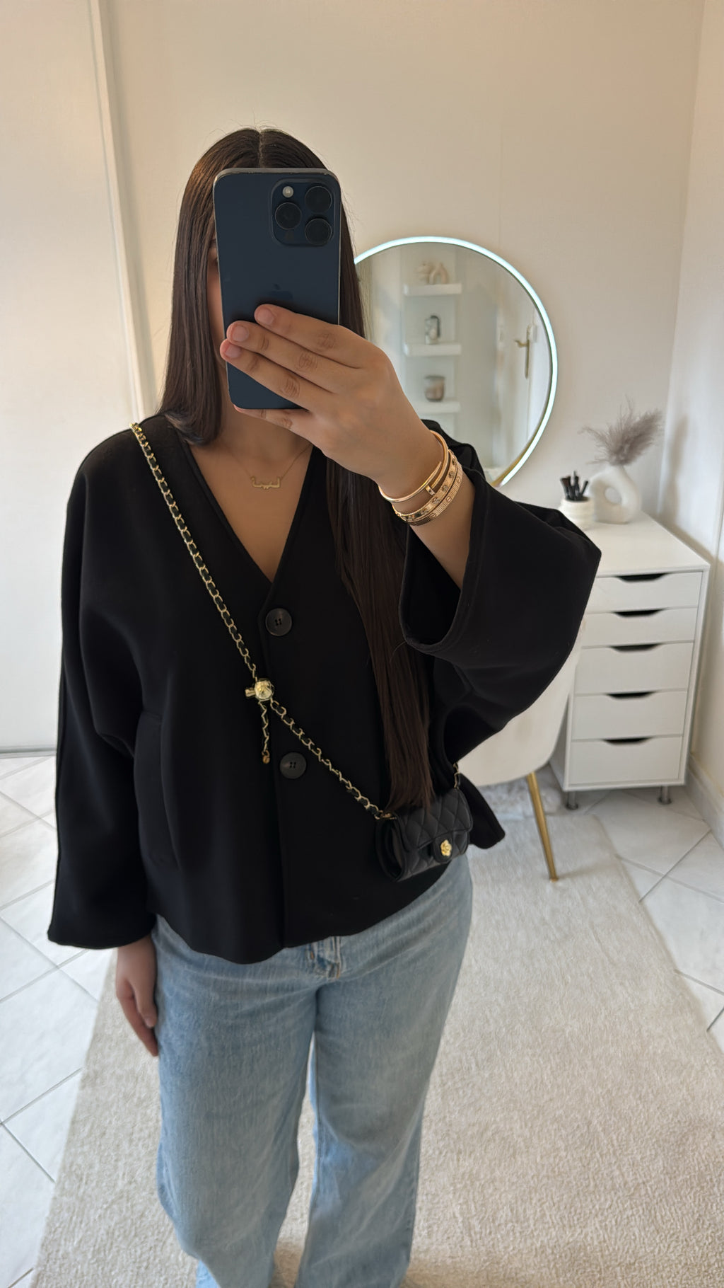 Top veste noir