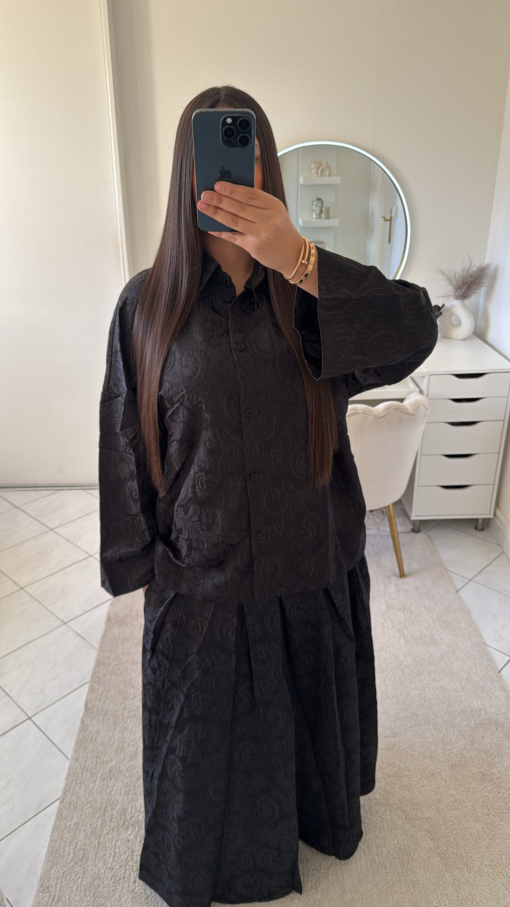Ensemble melya noir (chemise+jupe)