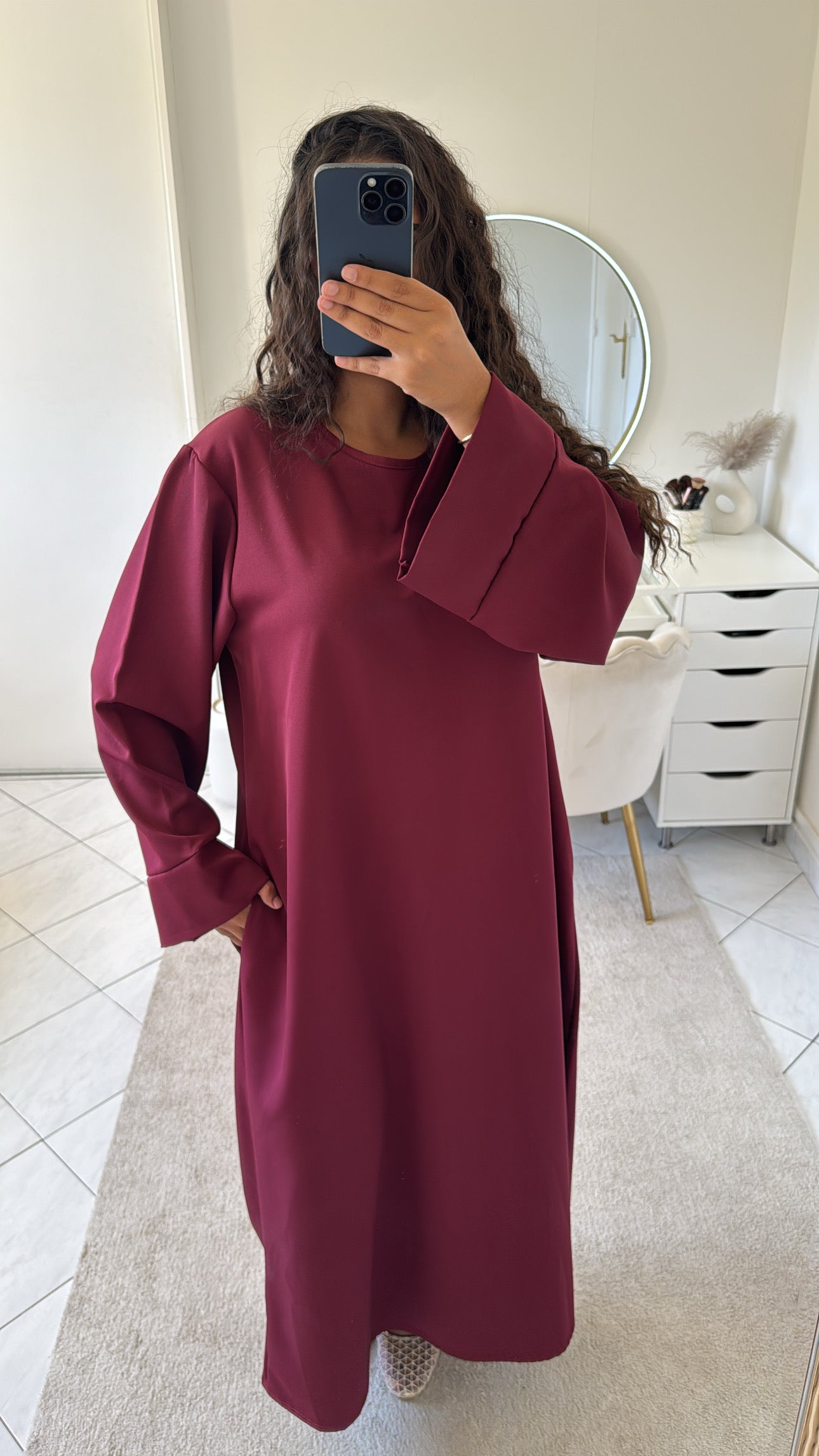 Abaya à poche bordeaux