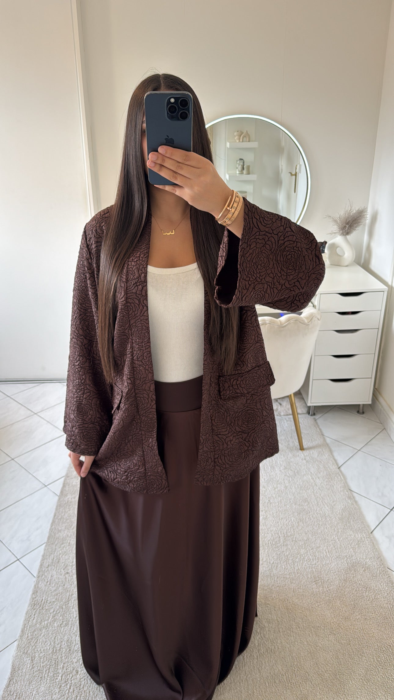 Jupe en satin marron