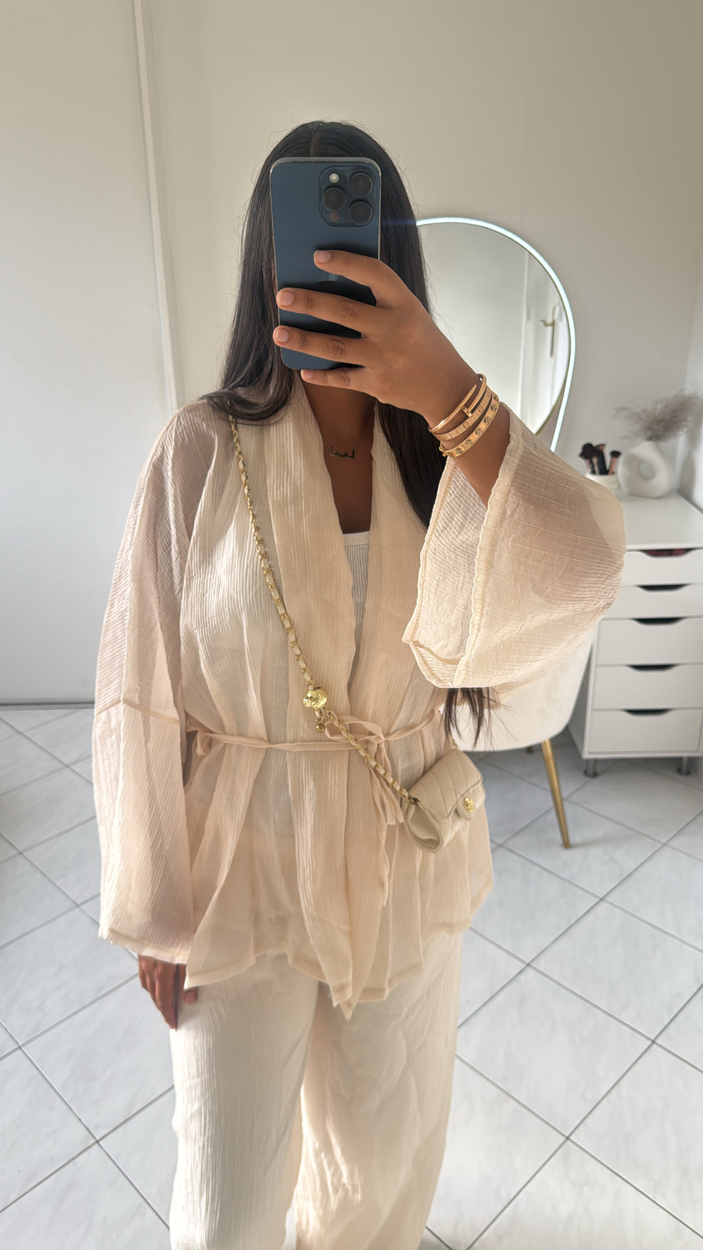 Ensemble pantalon et veste beige