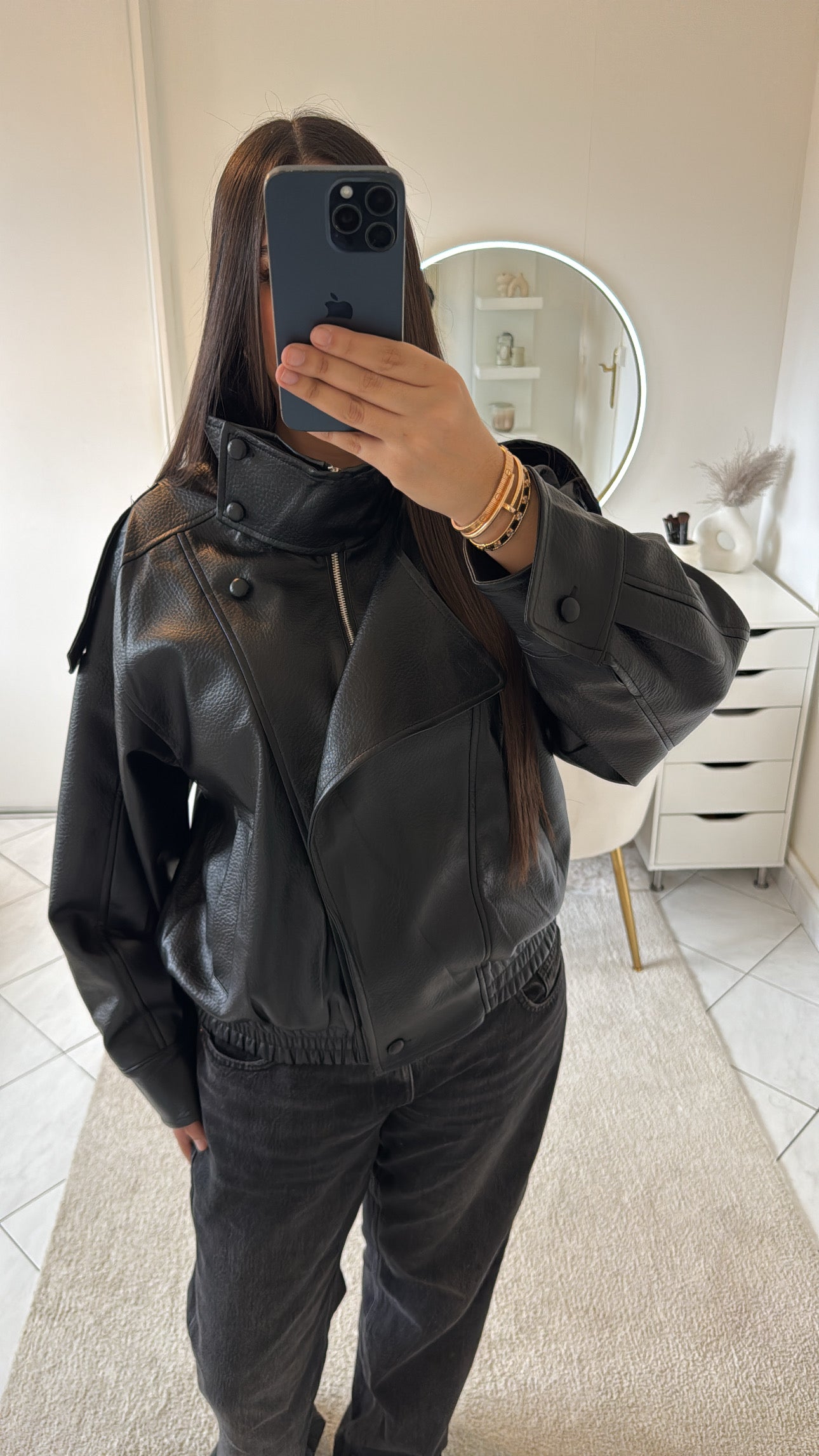 Veste en cuir noir