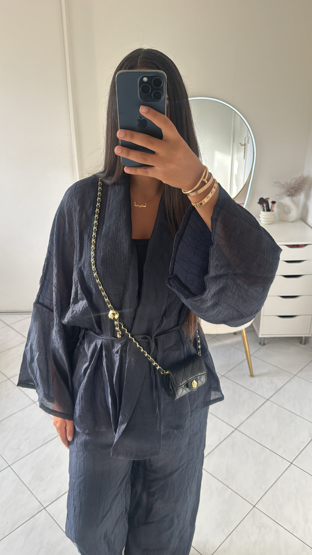Ensemble pantalon et veste bleu marine