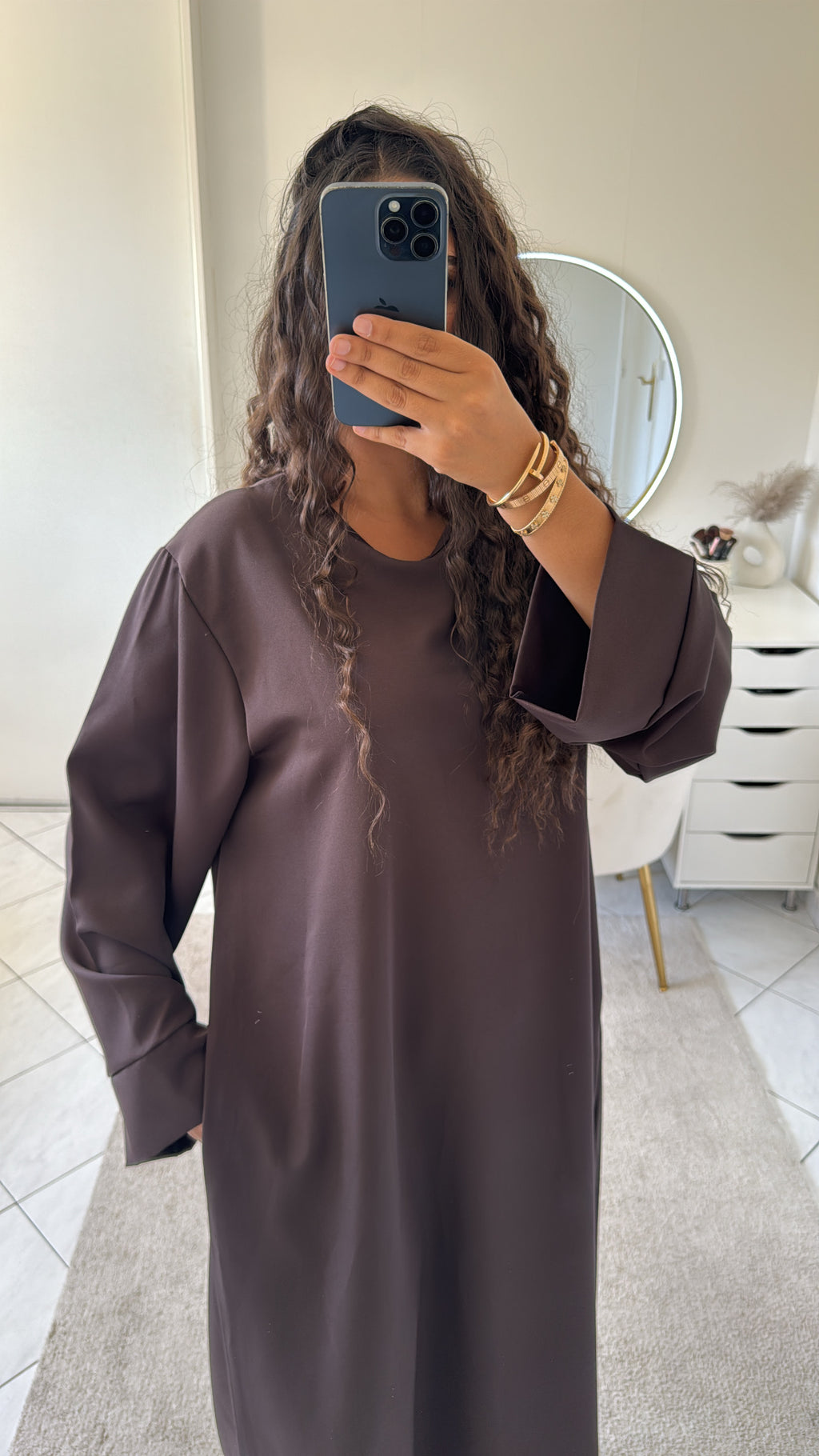Abaya à poche marron