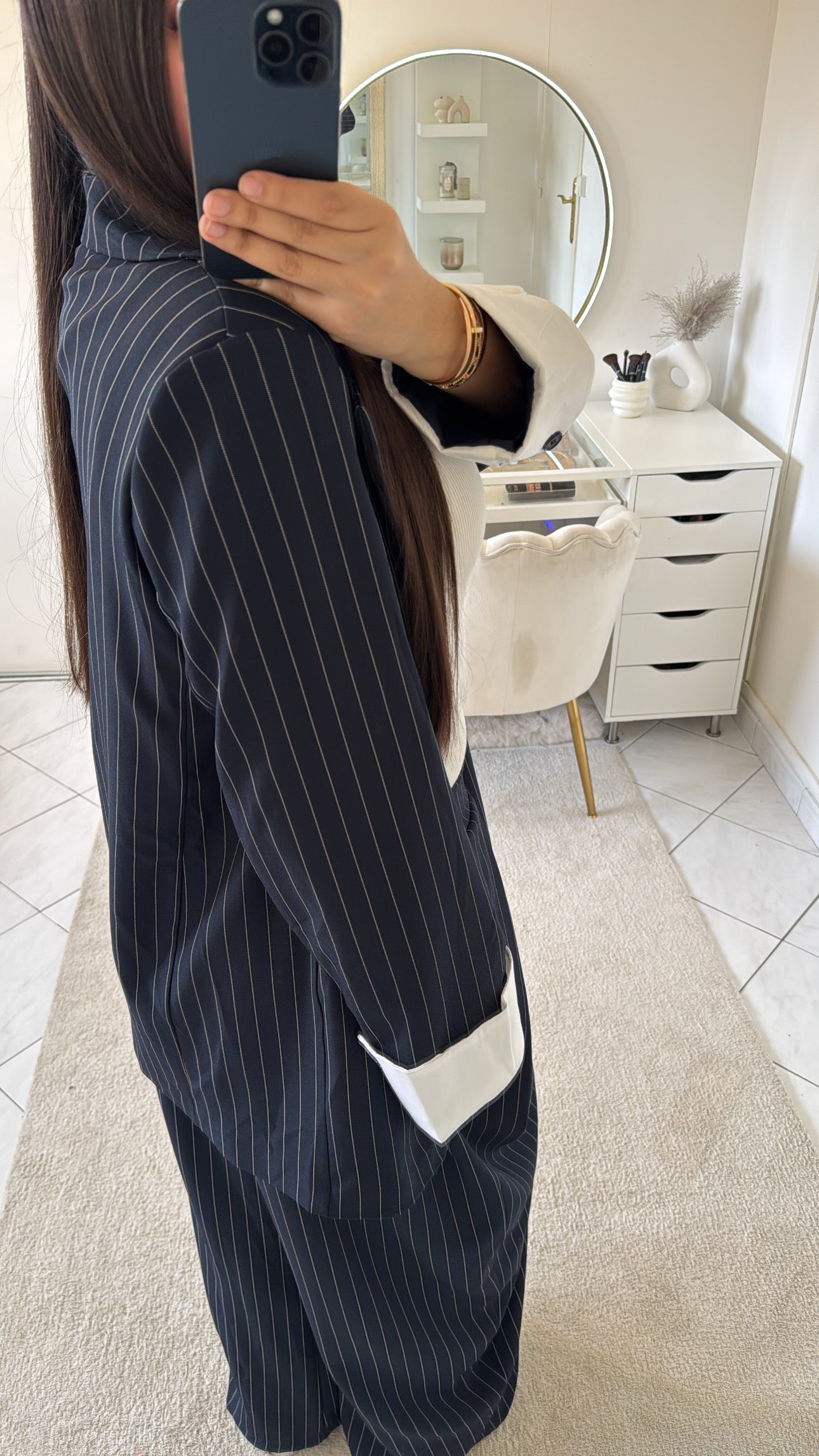 Ensemble à rayure bleu marine