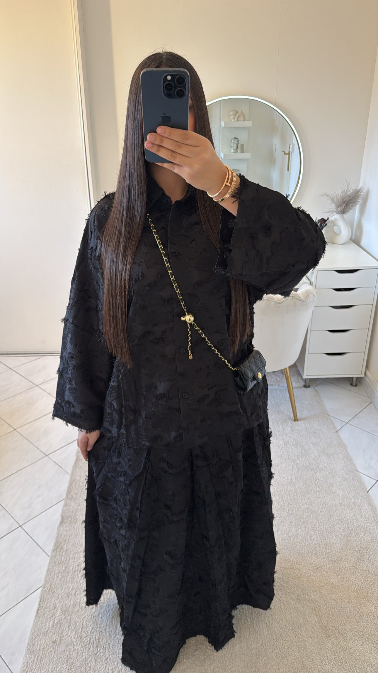 Ensemble lana noir (chemise+jupe)