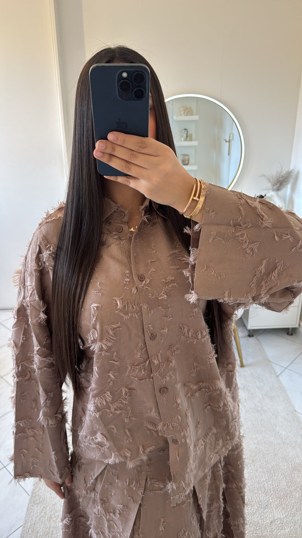 Ensemble Lana taupe (chemise+jupe)