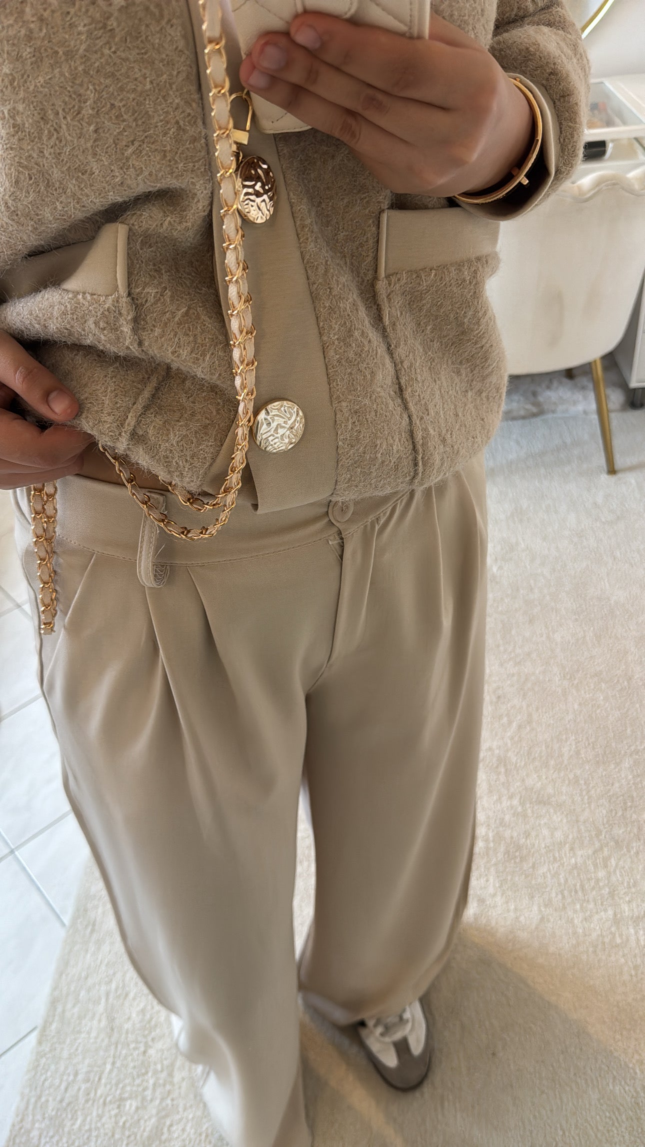 Pantalon à pince fluide beige
