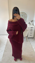 Ensemble haut et jupe bordeaux