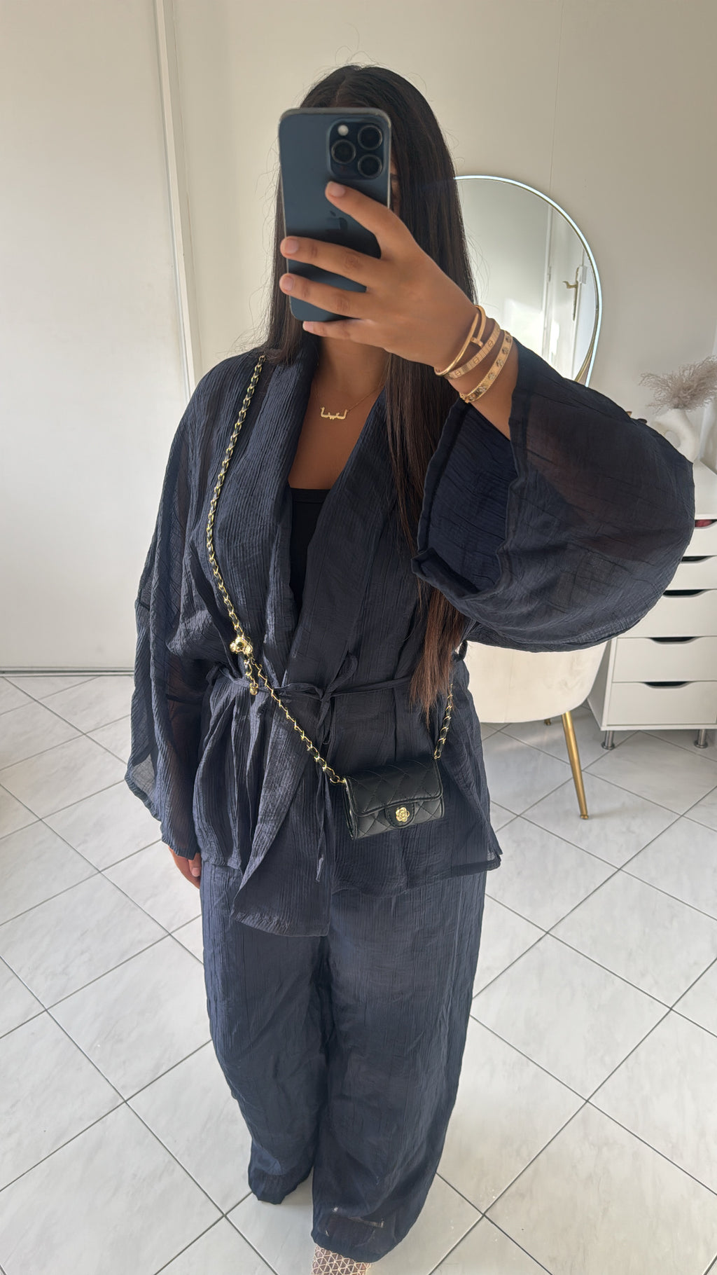 Ensemble pantalon et veste bleu marine