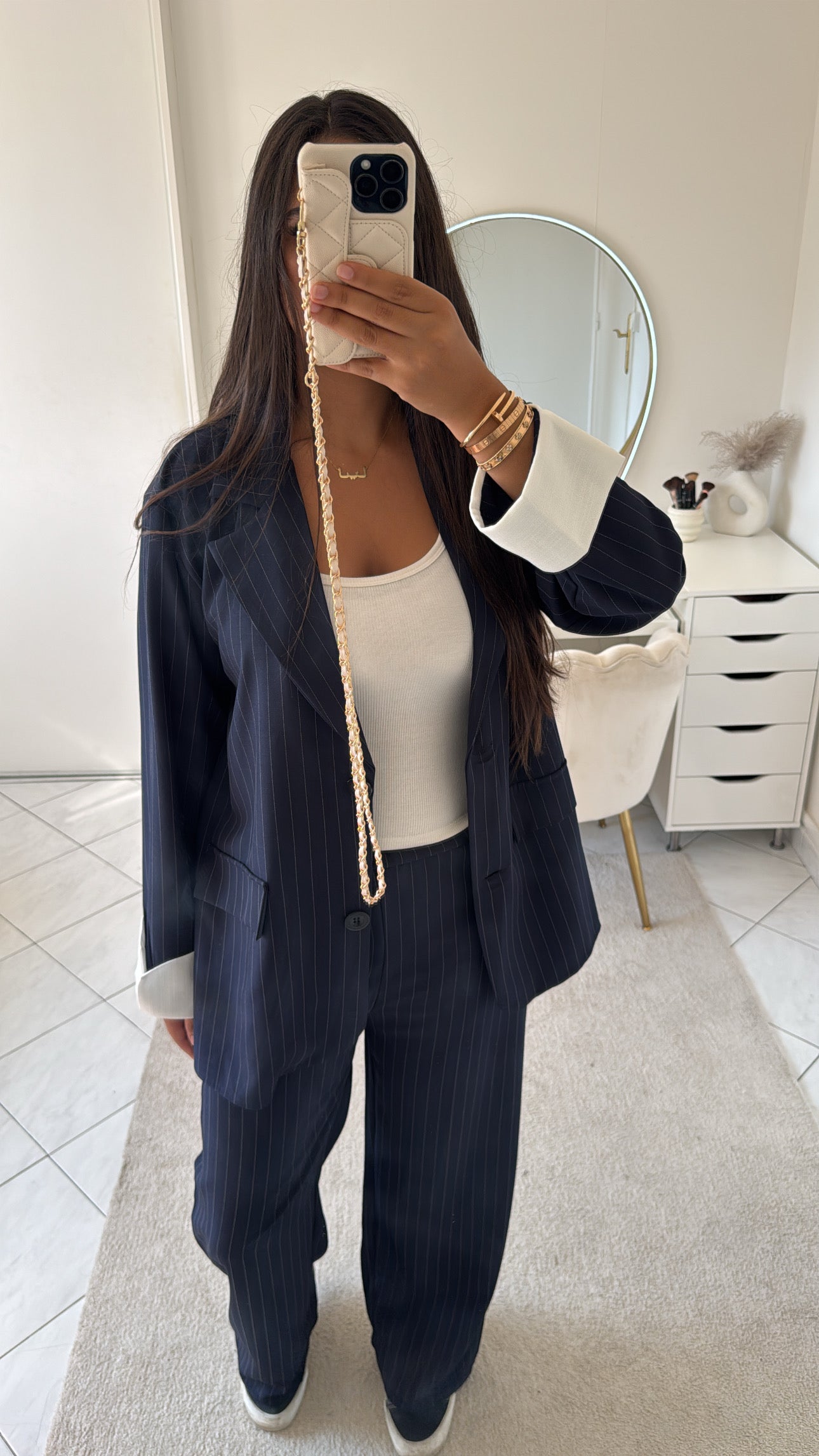 Ensemble à rayure bleu marine