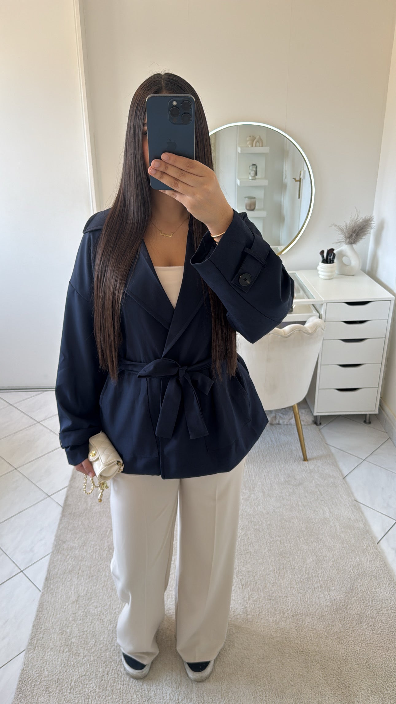 Trench court bleu marine