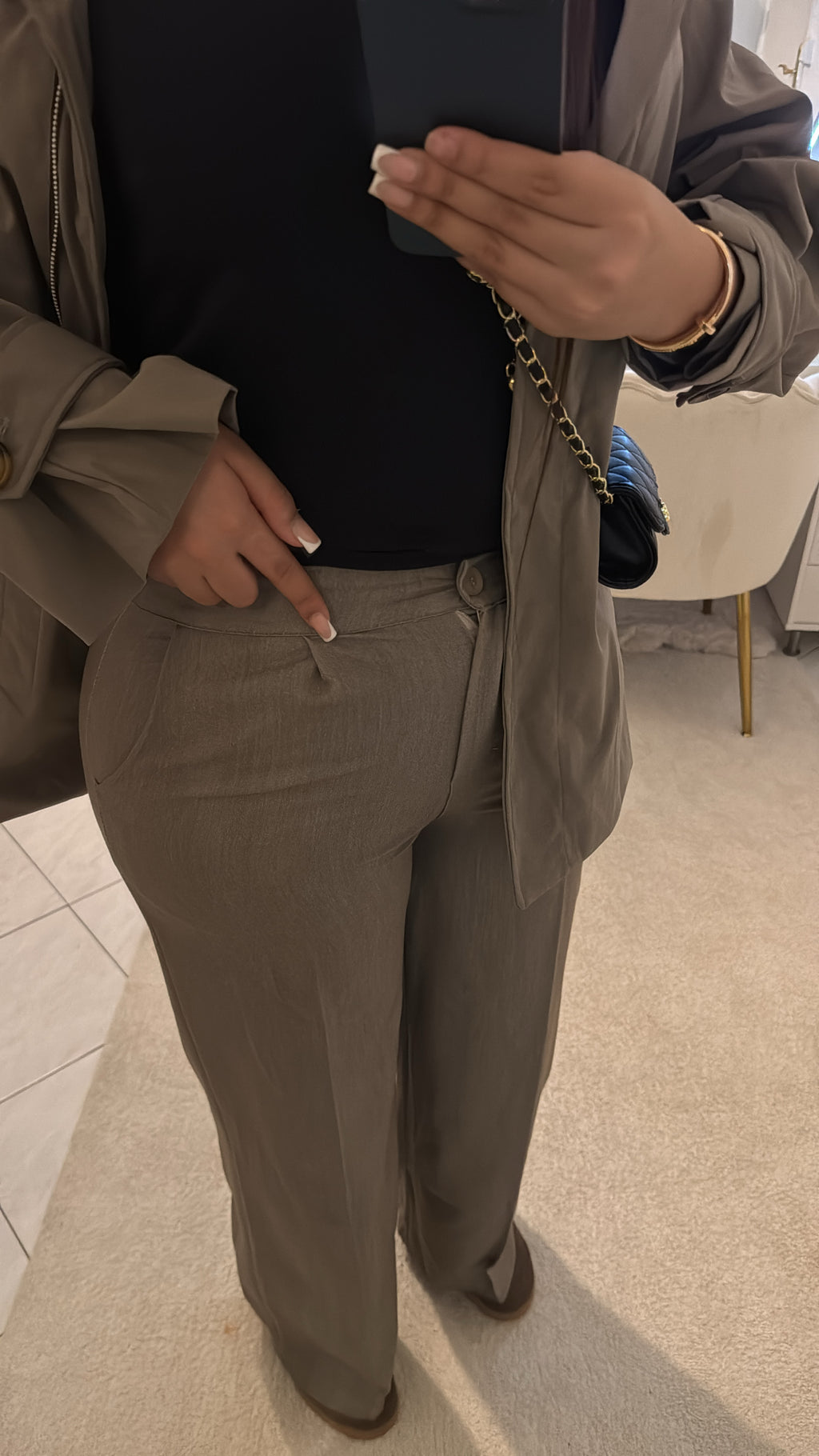 Pantalon à pince taupe