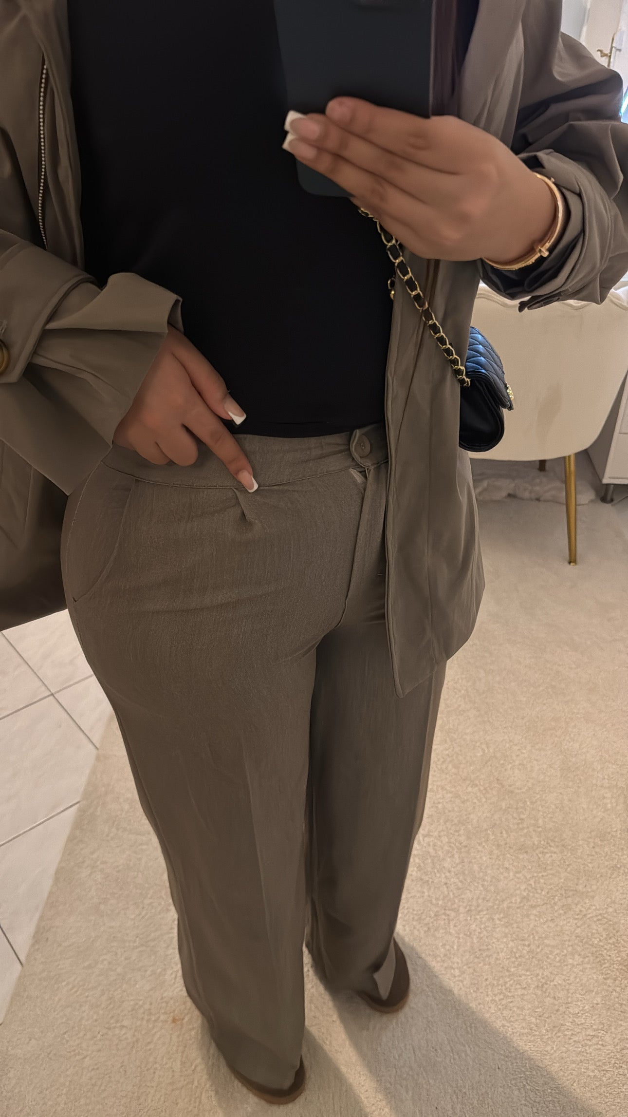 Pantalon à pince taupe