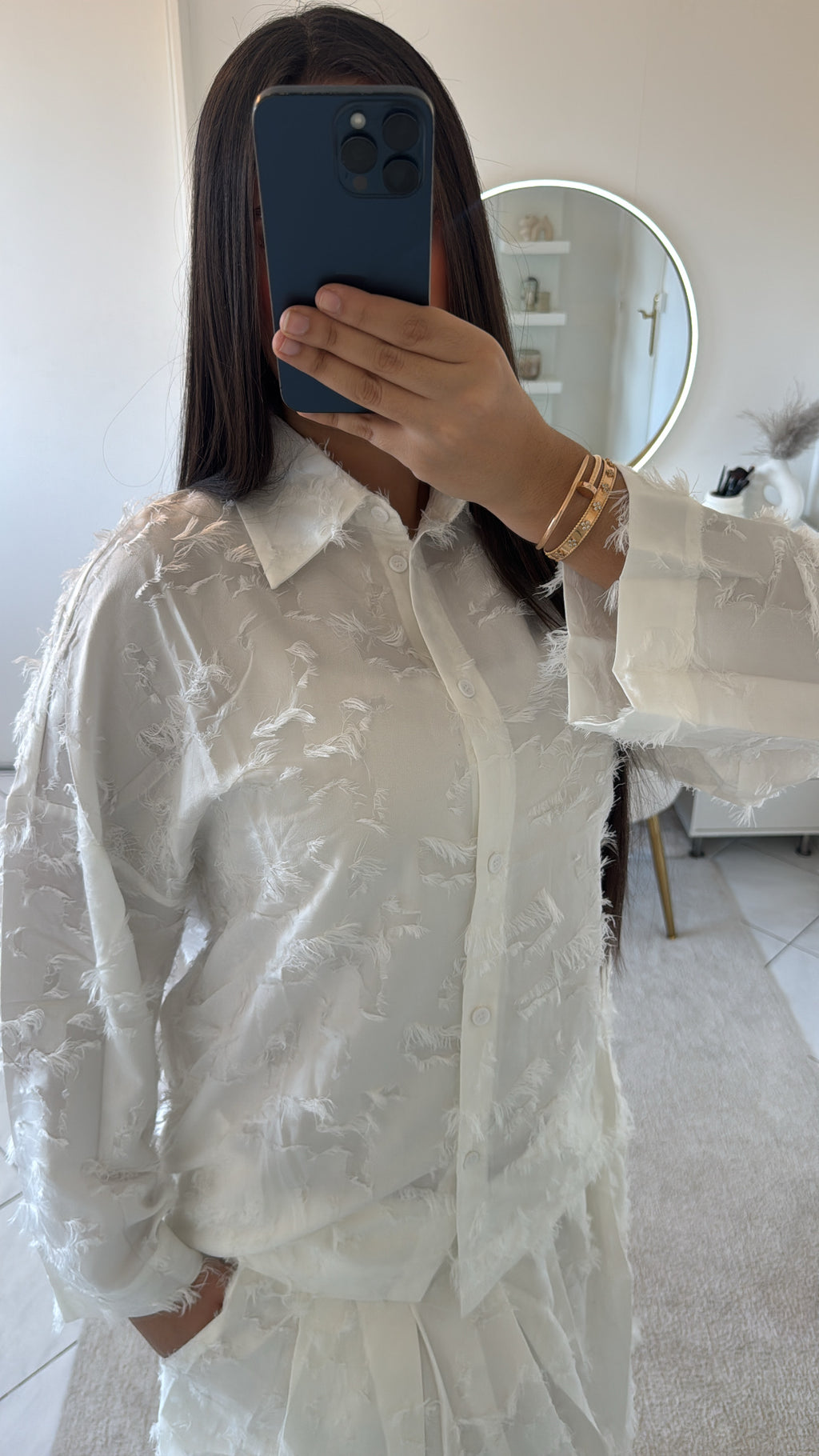 Ensemble lana blanc (chemise+jupe)